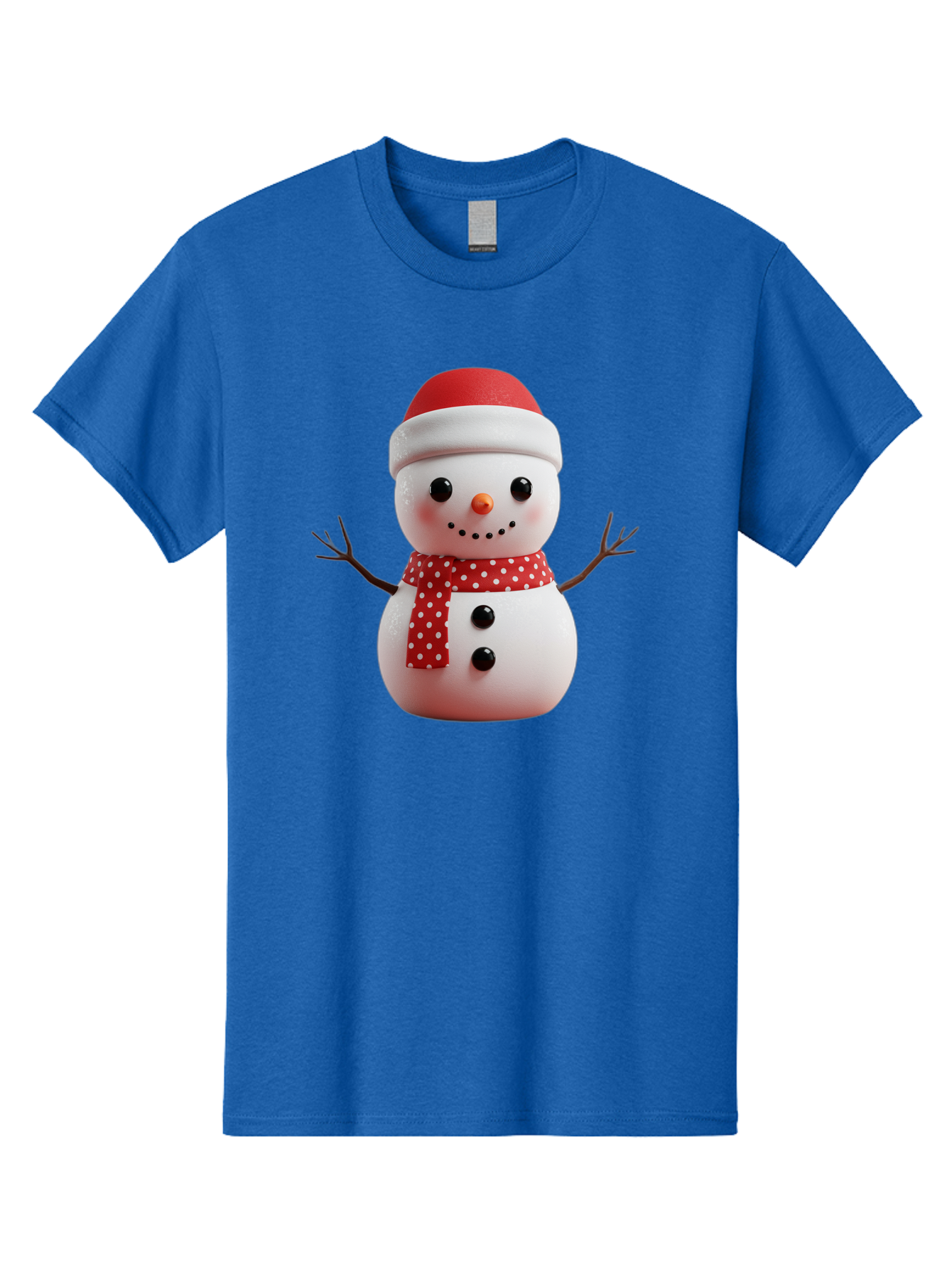 Snowman Men'S Graphic Tee, 100% Cotton, Comfortable Casual Summer Wear, Machine Washable, Snowman Figurine, Winter Decoration, Festive Snowman, Holiday Character, Red Scarf, White Polka Dots, Christmas Ornament, Snowman Charm, Bac445