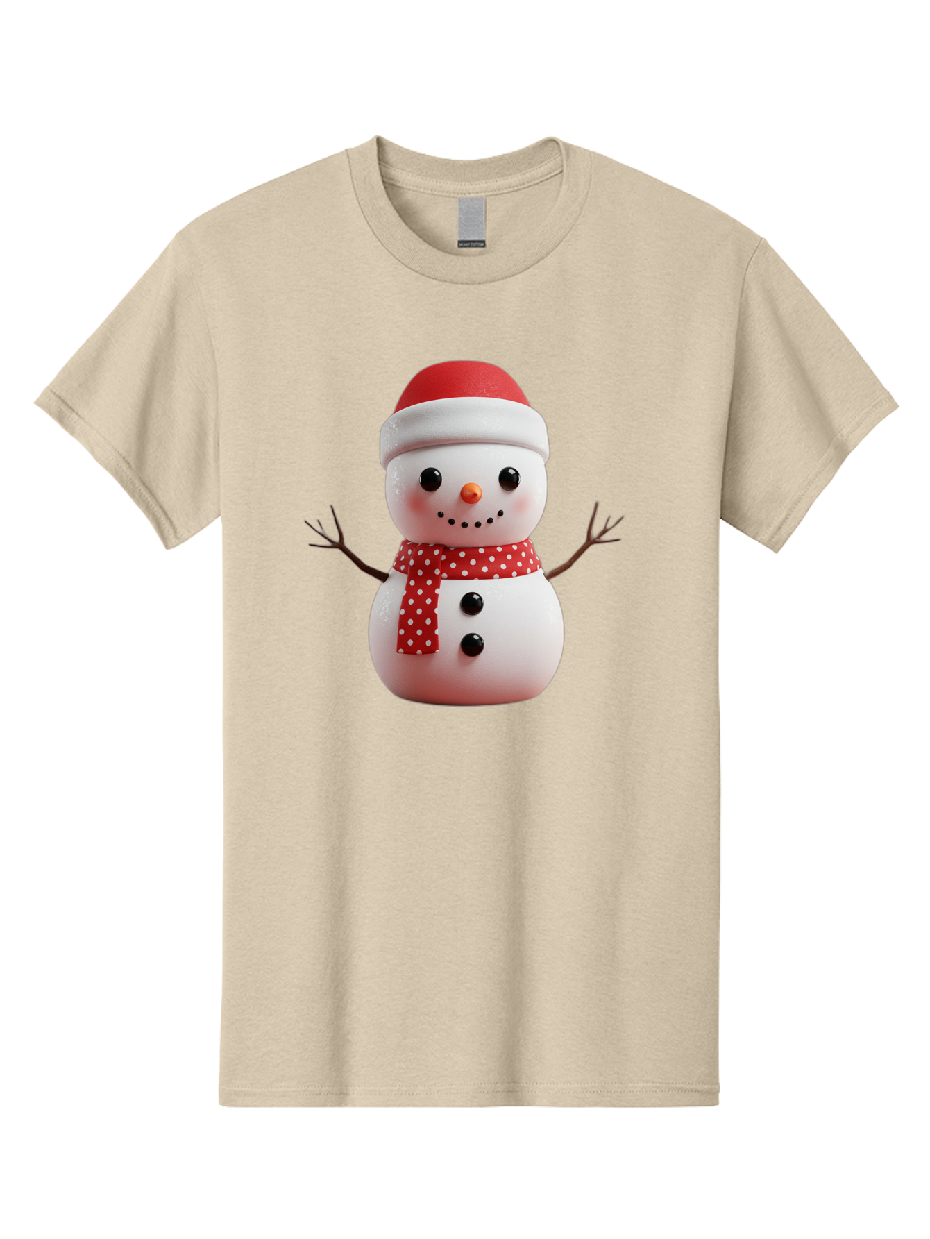 Snowman Men'S Graphic Tee, 100% Cotton, Comfortable Casual Summer Wear, Machine Washable, Snowman Figurine, Winter Decoration, Festive Snowman, Holiday Character, Red Scarf, White Polka Dots, Christmas Ornament, Snowman Charm, Bac445