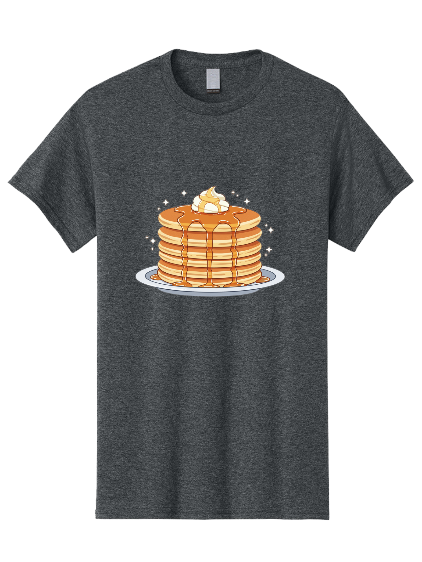 Stack-Of-Pancakes Men'S Graphic Tee, 100% Cotton, Comfortable Casual Summer Wear, Machine Washable, Stacked Pancakes, Whipped Cream Topping, Maple Syrup Dripping, Sweet Breakfast, Fluffy Pancakes, Breakfast Treat, Morning Meal, Bac446