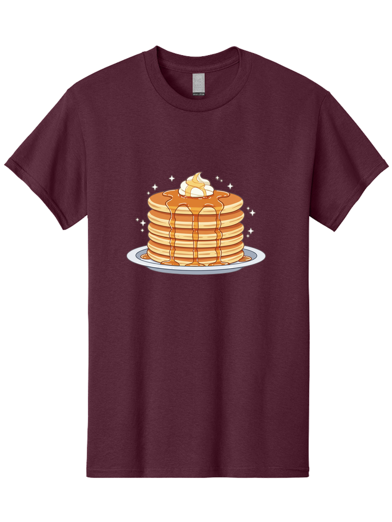 Stack-Of-Pancakes Men'S Graphic Tee, 100% Cotton, Comfortable Casual Summer Wear, Machine Washable, Stacked Pancakes, Whipped Cream Topping, Maple Syrup Dripping, Sweet Breakfast, Fluffy Pancakes, Breakfast Treat, Morning Meal, Bac446