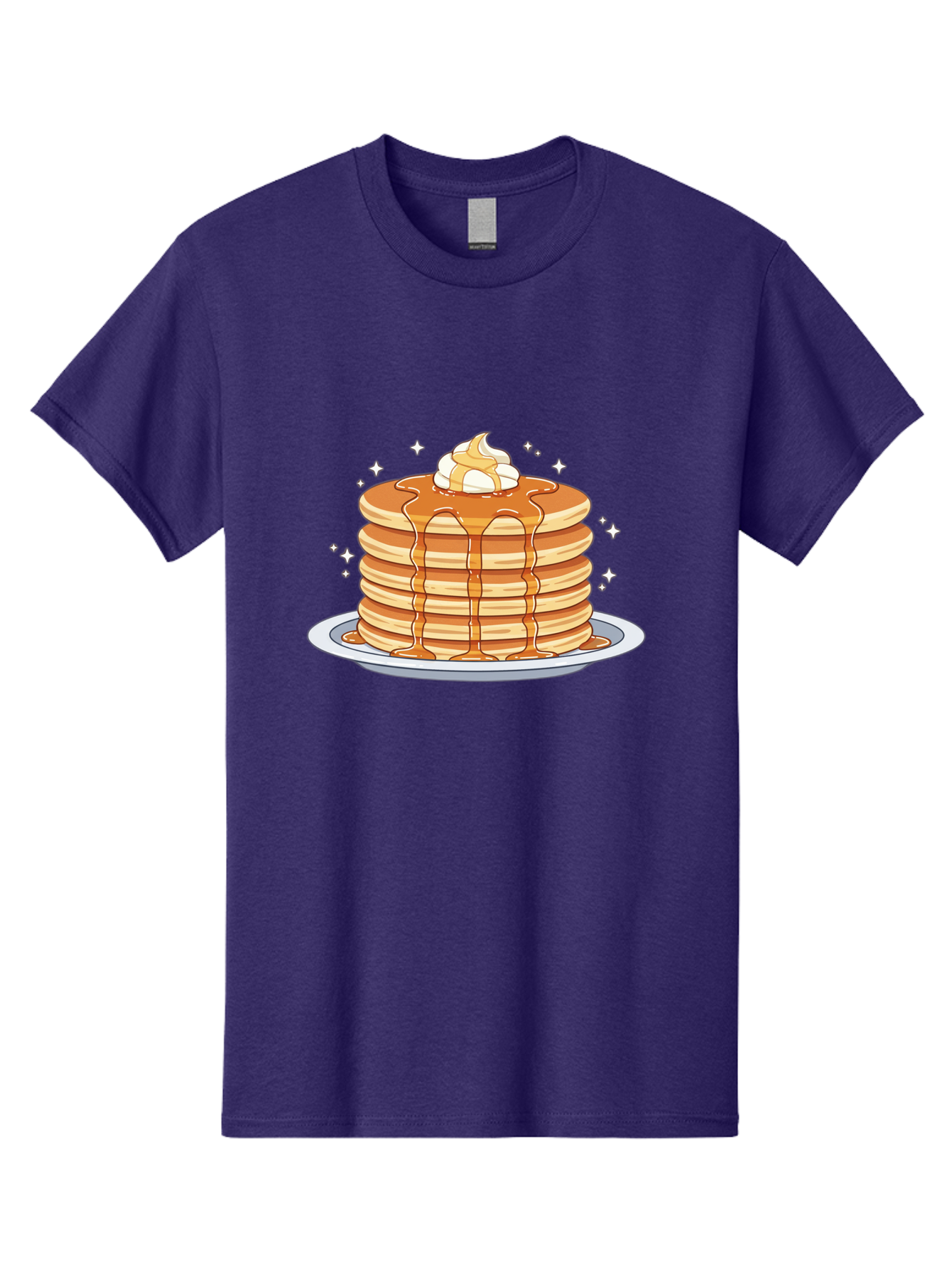 Stack-Of-Pancakes Men'S Graphic Tee, 100% Cotton, Comfortable Casual Summer Wear, Machine Washable, Stacked Pancakes, Whipped Cream Topping, Maple Syrup Dripping, Sweet Breakfast, Fluffy Pancakes, Breakfast Treat, Morning Meal, Bac446