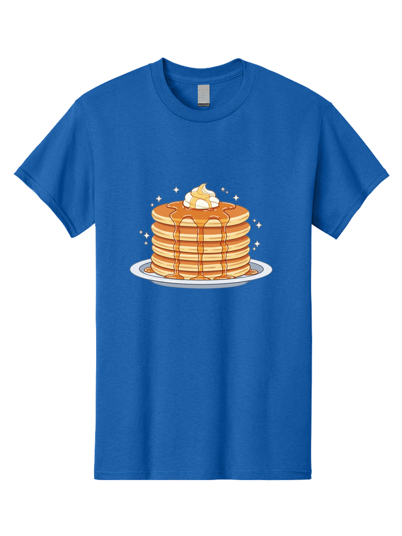 Stack-Of-Pancakes Men'S Graphic Tee, 100% Cotton, Comfortable Casual Summer Wear, Machine Washable, Stacked Pancakes, Whipped Cream Topping, Maple Syrup Dripping, Sweet Breakfast, Fluffy Pancakes, Breakfast Treat, Morning Meal, Bac446