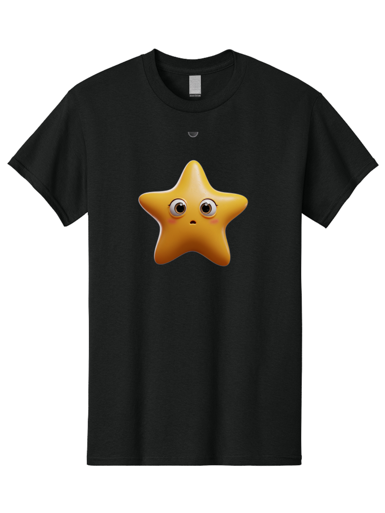 Star-Emoji Men'S Graphic Tee, 100% Cotton, Comfortable Casual Summer Wear, Machine Washable, Cartoon Star, Cute Expression, Surprised Face, Shiny Star, 3D Illustration, Yellow Star, Emoji Character, Surprised Emoji Bac451