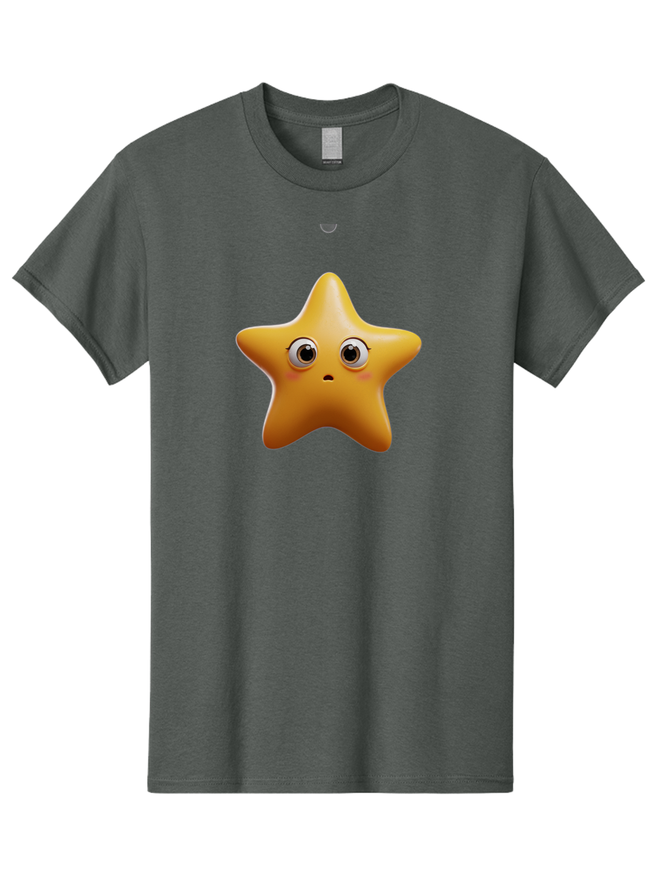 Star-Emoji Men'S Graphic Tee, 100% Cotton, Comfortable Casual Summer Wear, Machine Washable, Cartoon Star, Cute Expression, Surprised Face, Shiny Star, 3D Illustration, Yellow Star, Emoji Character, Surprised Emoji Bac451