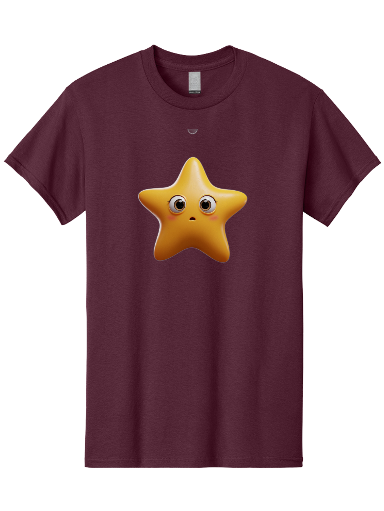 Star-Emoji Men'S Graphic Tee, 100% Cotton, Comfortable Casual Summer Wear, Machine Washable, Cartoon Star, Cute Expression, Surprised Face, Shiny Star, 3D Illustration, Yellow Star, Emoji Character, Surprised Emoji Bac451