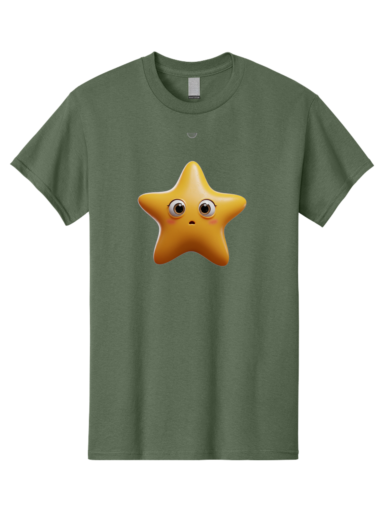 Star-Emoji Men'S Graphic Tee, 100% Cotton, Comfortable Casual Summer Wear, Machine Washable, Cartoon Star, Cute Expression, Surprised Face, Shiny Star, 3D Illustration, Yellow Star, Emoji Character, Surprised Emoji Bac451