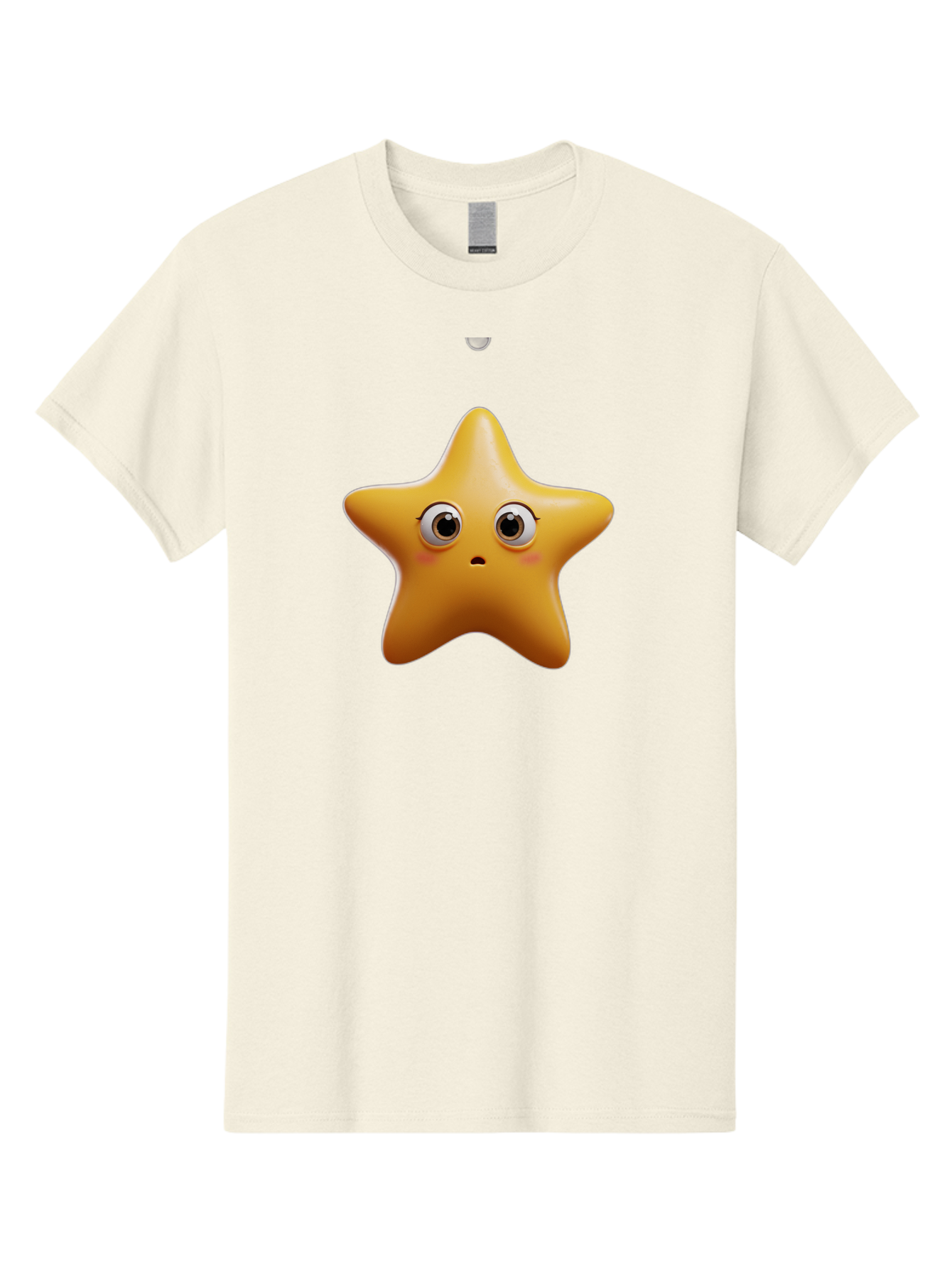 Star-Emoji Men'S Graphic Tee, 100% Cotton, Comfortable Casual Summer Wear, Machine Washable, Cartoon Star, Cute Expression, Surprised Face, Shiny Star, 3D Illustration, Yellow Star, Emoji Character, Surprised Emoji Bac451