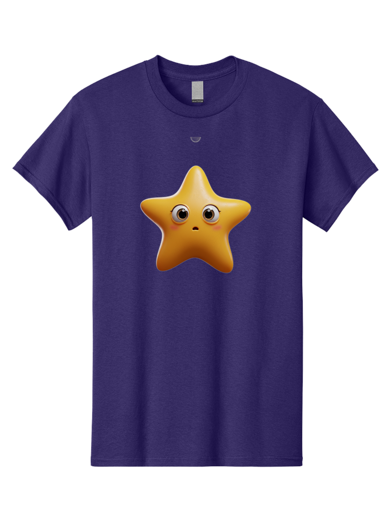 Star-Emoji Men'S Graphic Tee, 100% Cotton, Comfortable Casual Summer Wear, Machine Washable, Cartoon Star, Cute Expression, Surprised Face, Shiny Star, 3D Illustration, Yellow Star, Emoji Character, Surprised Emoji Bac451