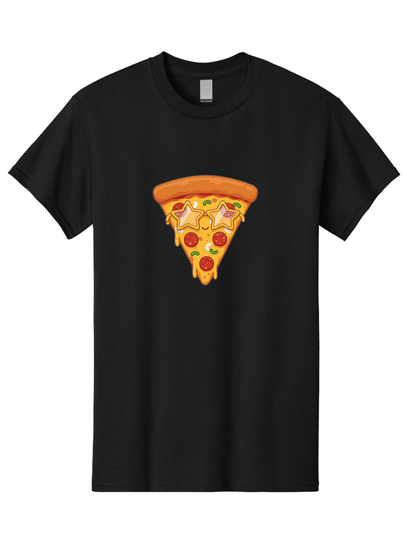 Star-Pizza-Slice Men'S Graphic Tee, 100% Cotton, Comfortable Casual Summer Wear, Machine Washable, Pizza Slice, Melted Cheese, Pepperoni Pizza, Star-Shaped Toppings, Cartoon-Style Pizza, Cheesy Goodness, Savory Delight, Pizza Love, Foodie Fun, Bac452