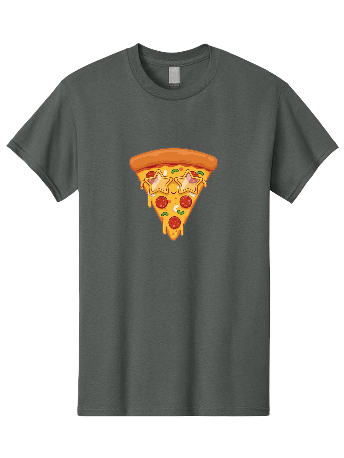 Star-Pizza-Slice Men'S Graphic Tee, 100% Cotton, Comfortable Casual Summer Wear, Machine Washable, Pizza Slice, Melted Cheese, Pepperoni Pizza, Star-Shaped Toppings, Cartoon-Style Pizza, Cheesy Goodness, Savory Delight, Pizza Love, Foodie Fun, Bac452