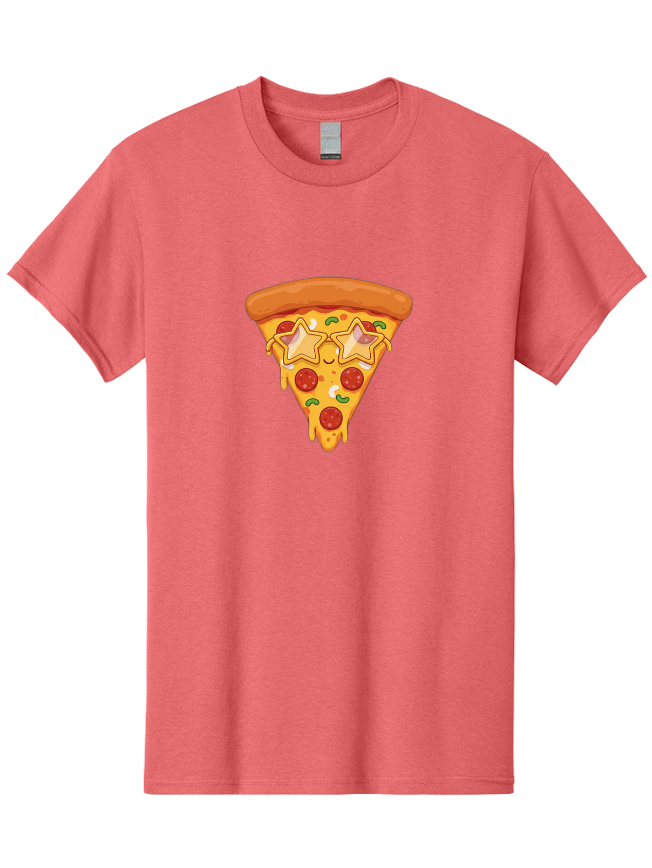 Star-Pizza-Slice Men'S Graphic Tee, 100% Cotton, Comfortable Casual Summer Wear, Machine Washable, Pizza Slice, Melted Cheese, Pepperoni Pizza, Star-Shaped Toppings, Cartoon-Style Pizza, Cheesy Goodness, Savory Delight, Pizza Love, Foodie Fun, Bac452