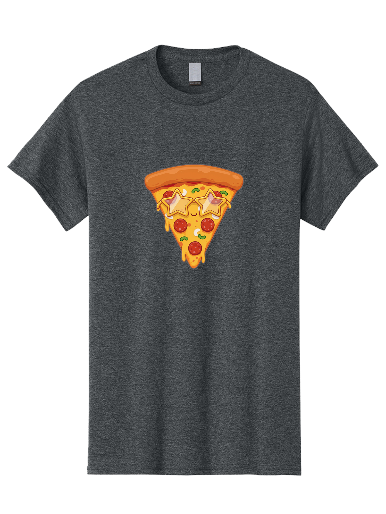 Star-Pizza-Slice Men'S Graphic Tee, 100% Cotton, Comfortable Casual Summer Wear, Machine Washable, Pizza Slice, Melted Cheese, Pepperoni Pizza, Star-Shaped Toppings, Cartoon-Style Pizza, Cheesy Goodness, Savory Delight, Pizza Love, Foodie Fun, Bac452