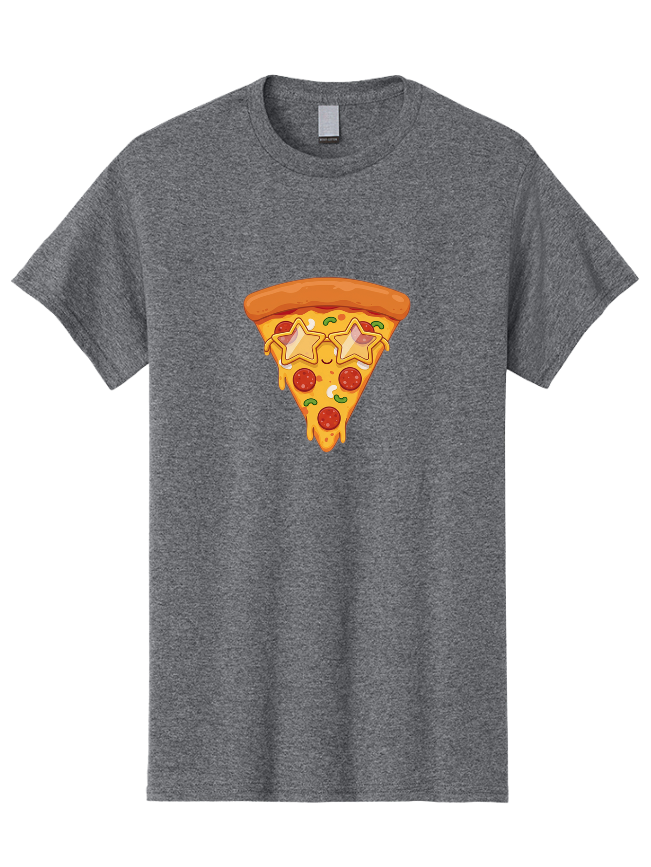 Star-Pizza-Slice Men'S Graphic Tee, 100% Cotton, Comfortable Casual Summer Wear, Machine Washable, Pizza Slice, Melted Cheese, Pepperoni Pizza, Star-Shaped Toppings, Cartoon-Style Pizza, Cheesy Goodness, Savory Delight, Pizza Love, Foodie Fun, Bac452