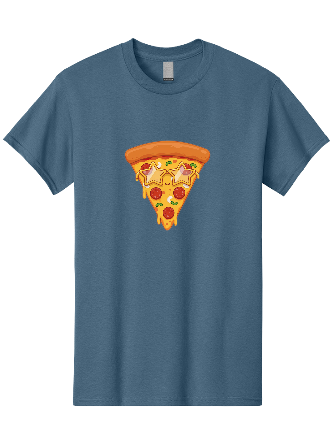 Star-Pizza-Slice Men'S Graphic Tee, 100% Cotton, Comfortable Casual Summer Wear, Machine Washable, Pizza Slice, Melted Cheese, Pepperoni Pizza, Star-Shaped Toppings, Cartoon-Style Pizza, Cheesy Goodness, Savory Delight, Pizza Love, Foodie Fun, Bac452