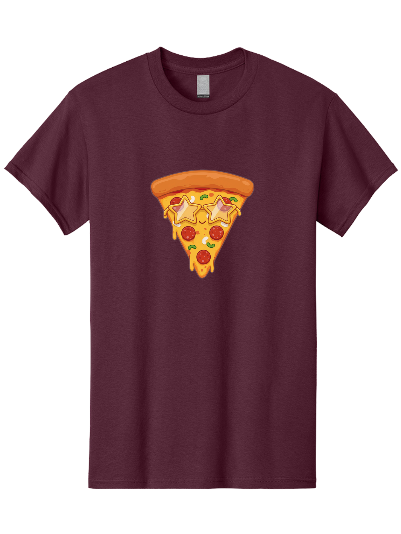 Star-Pizza-Slice Men'S Graphic Tee, 100% Cotton, Comfortable Casual Summer Wear, Machine Washable, Pizza Slice, Melted Cheese, Pepperoni Pizza, Star-Shaped Toppings, Cartoon-Style Pizza, Cheesy Goodness, Savory Delight, Pizza Love, Foodie Fun, Bac452