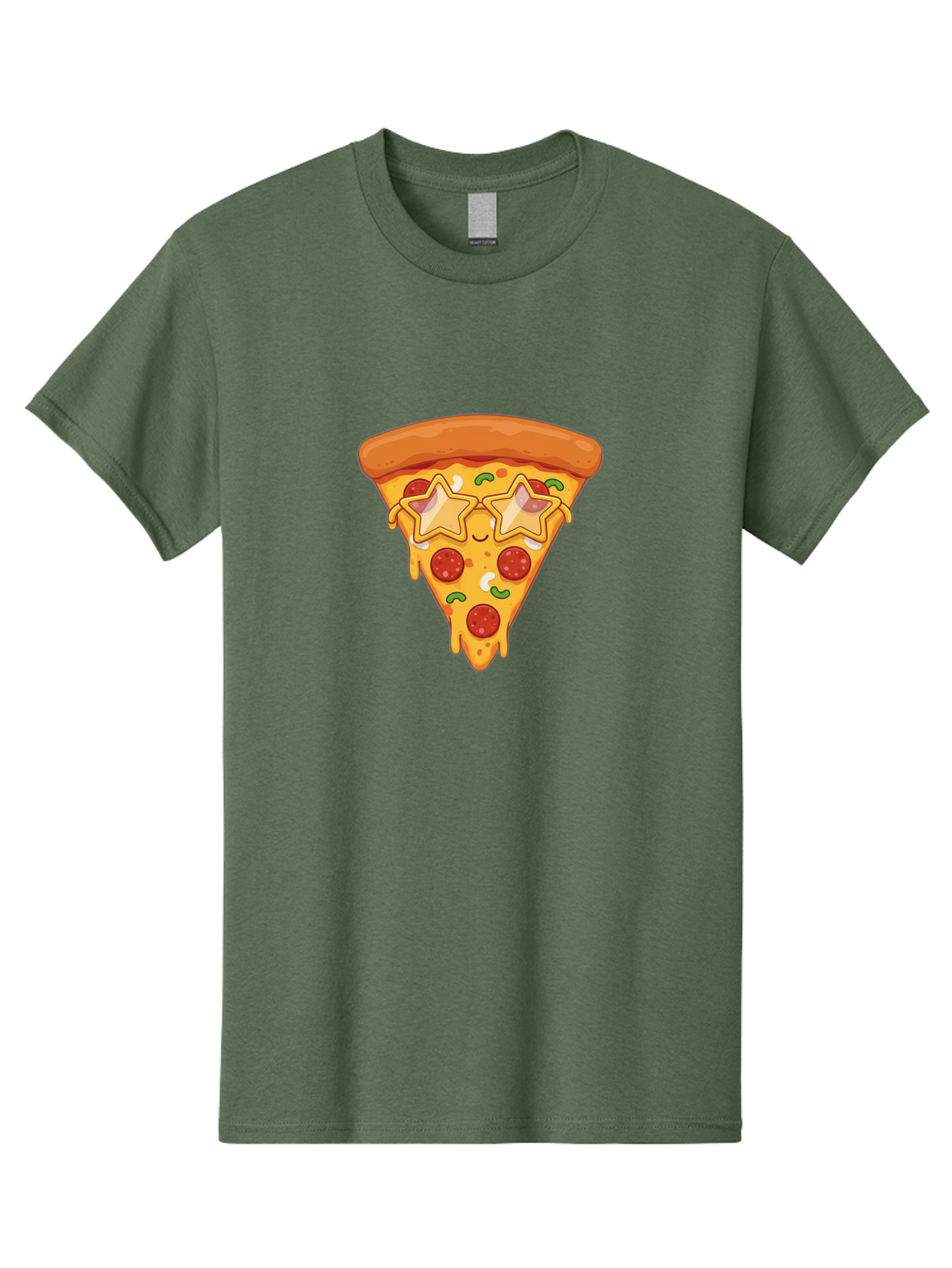 Star-Pizza-Slice Men'S Graphic Tee, 100% Cotton, Comfortable Casual Summer Wear, Machine Washable, Pizza Slice, Melted Cheese, Pepperoni Pizza, Star-Shaped Toppings, Cartoon-Style Pizza, Cheesy Goodness, Savory Delight, Pizza Love, Foodie Fun, Bac452