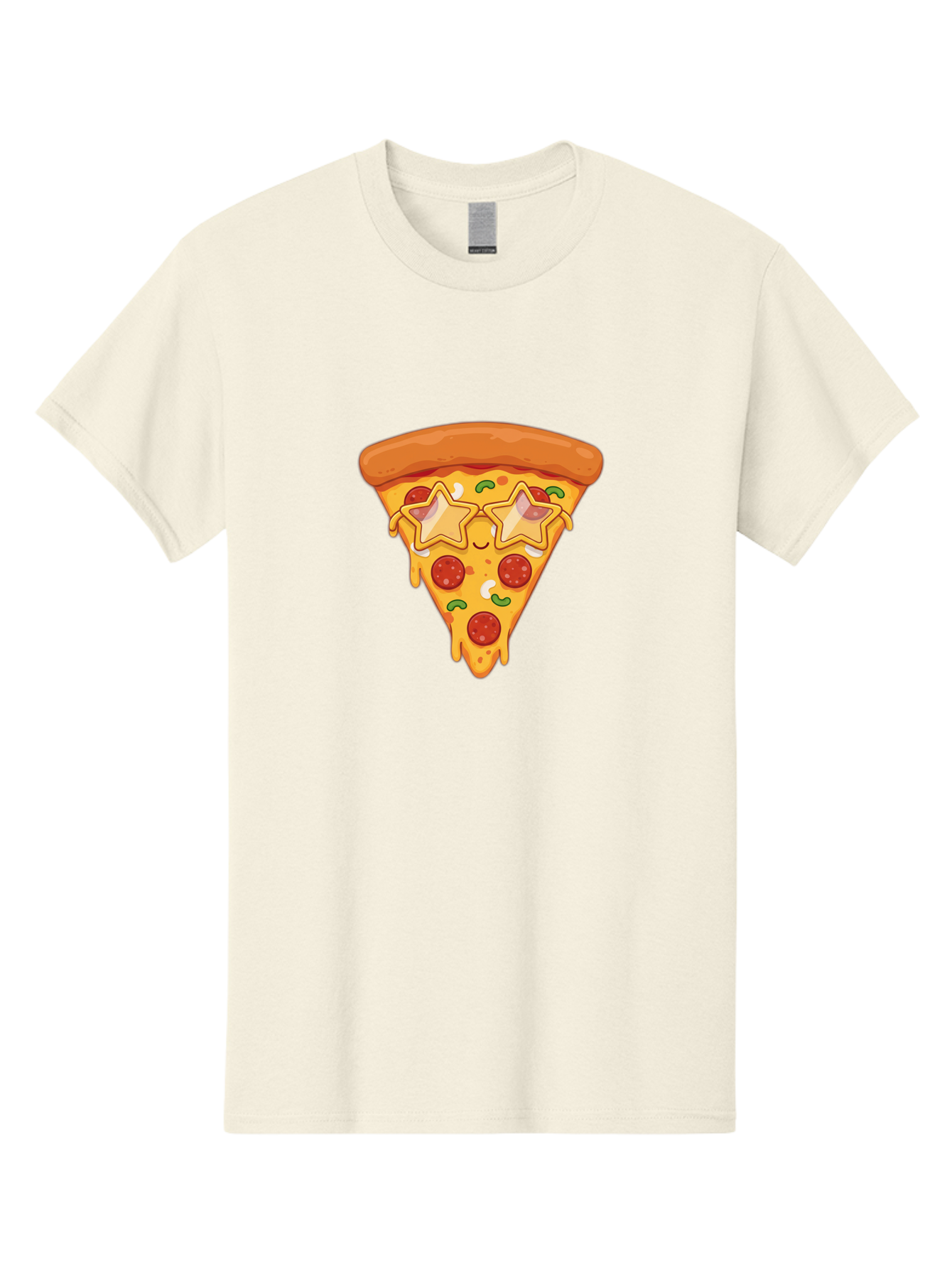 Star-Pizza-Slice Men'S Graphic Tee, 100% Cotton, Comfortable Casual Summer Wear, Machine Washable, Pizza Slice, Melted Cheese, Pepperoni Pizza, Star-Shaped Toppings, Cartoon-Style Pizza, Cheesy Goodness, Savory Delight, Pizza Love, Foodie Fun, Bac452