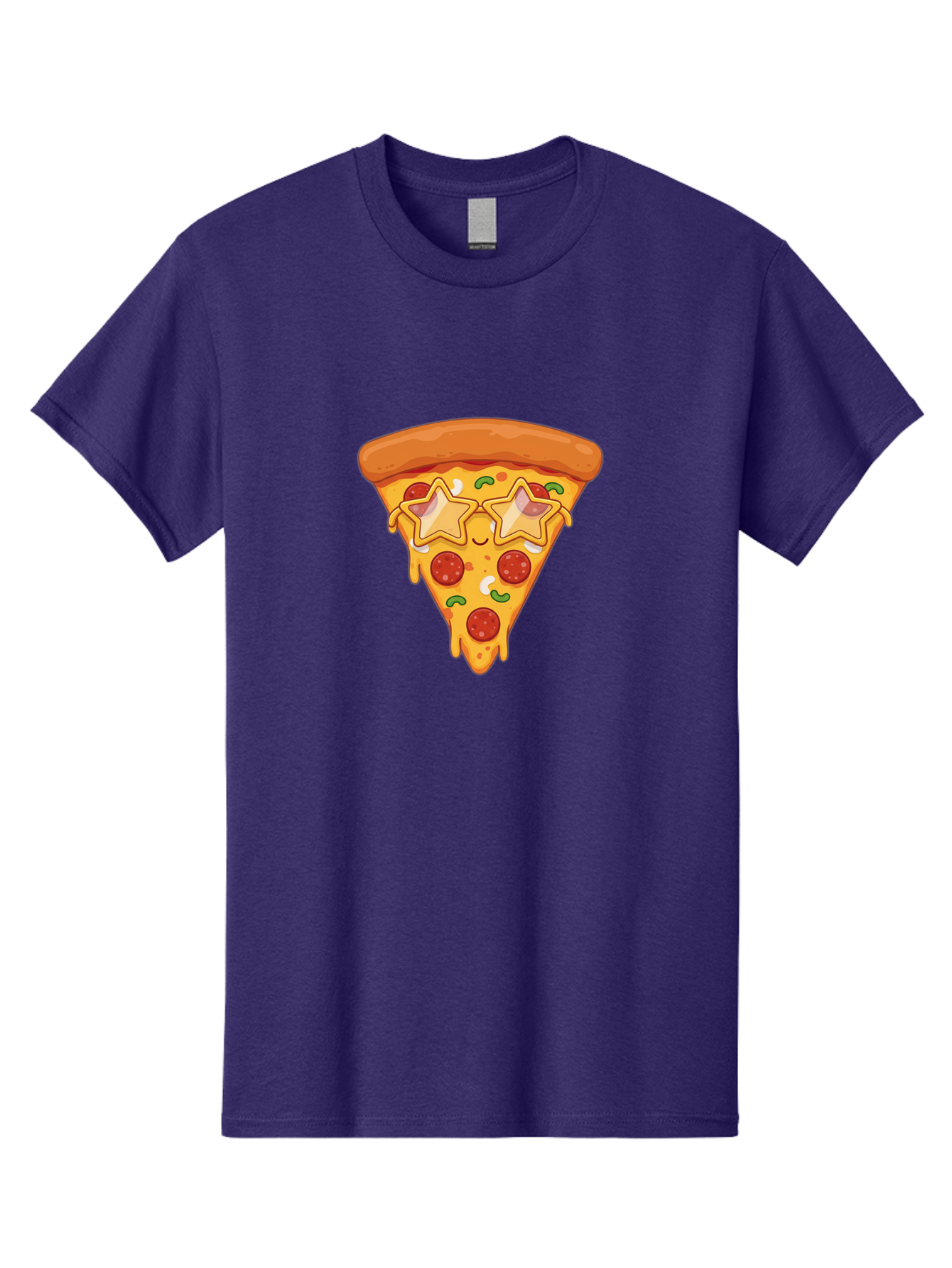 Star-Pizza-Slice Men'S Graphic Tee, 100% Cotton, Comfortable Casual Summer Wear, Machine Washable, Pizza Slice, Melted Cheese, Pepperoni Pizza, Star-Shaped Toppings, Cartoon-Style Pizza, Cheesy Goodness, Savory Delight, Pizza Love, Foodie Fun, Bac452