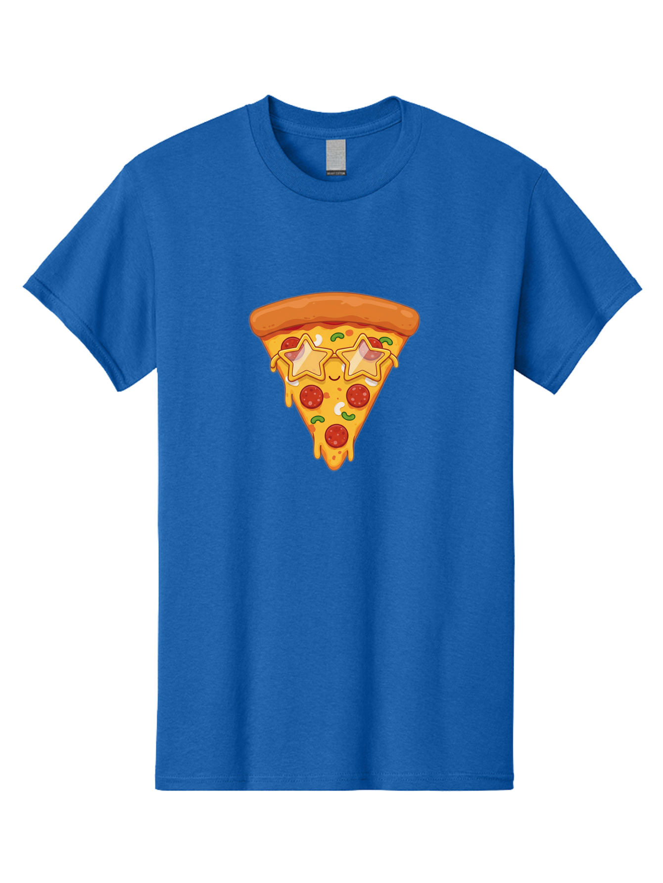 Star-Pizza-Slice Men'S Graphic Tee, 100% Cotton, Comfortable Casual Summer Wear, Machine Washable, Pizza Slice, Melted Cheese, Pepperoni Pizza, Star-Shaped Toppings, Cartoon-Style Pizza, Cheesy Goodness, Savory Delight, Pizza Love, Foodie Fun, Bac452