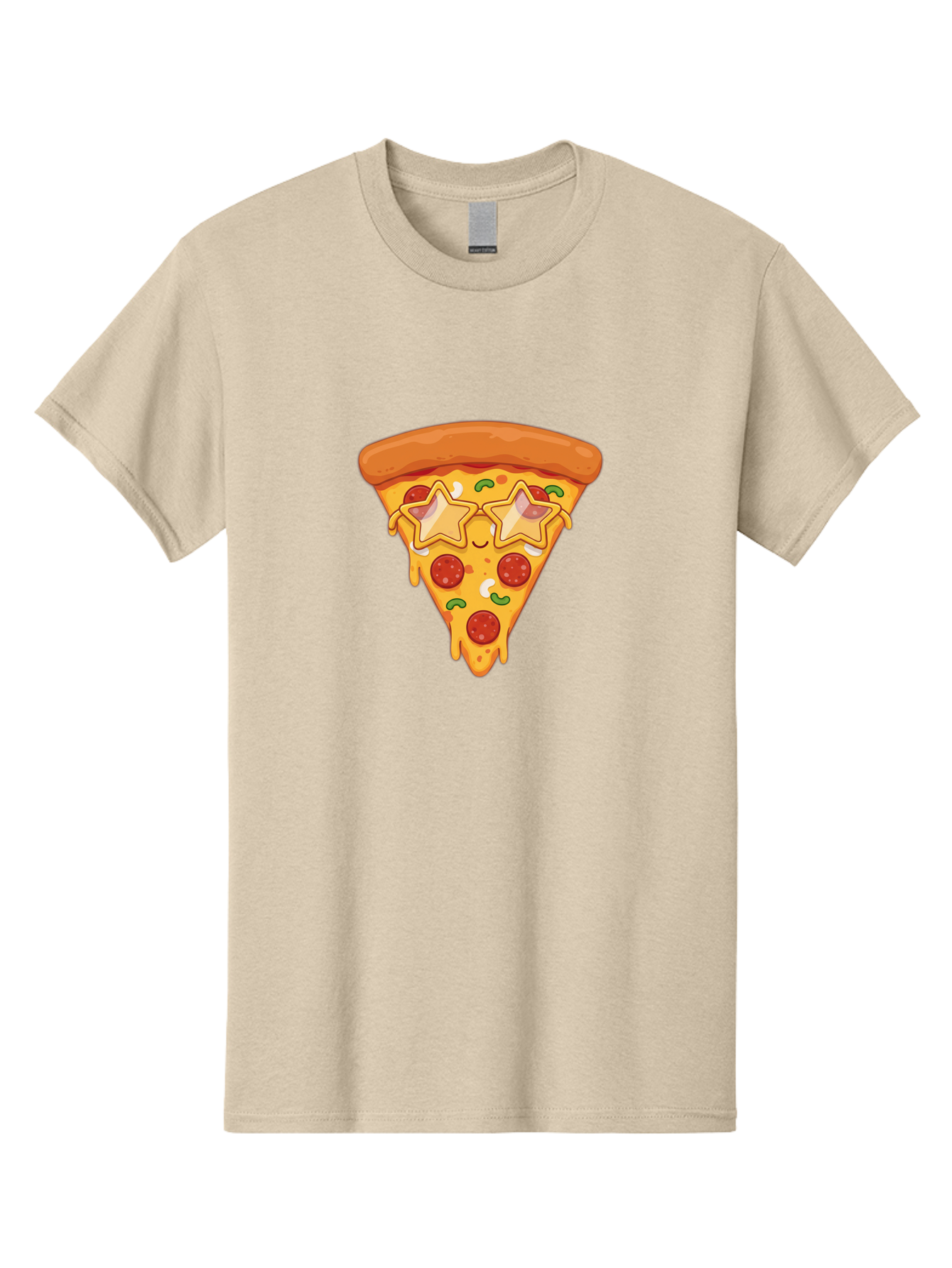 Star-Pizza-Slice Men'S Graphic Tee, 100% Cotton, Comfortable Casual Summer Wear, Machine Washable, Pizza Slice, Melted Cheese, Pepperoni Pizza, Star-Shaped Toppings, Cartoon-Style Pizza, Cheesy Goodness, Savory Delight, Pizza Love, Foodie Fun, Bac452