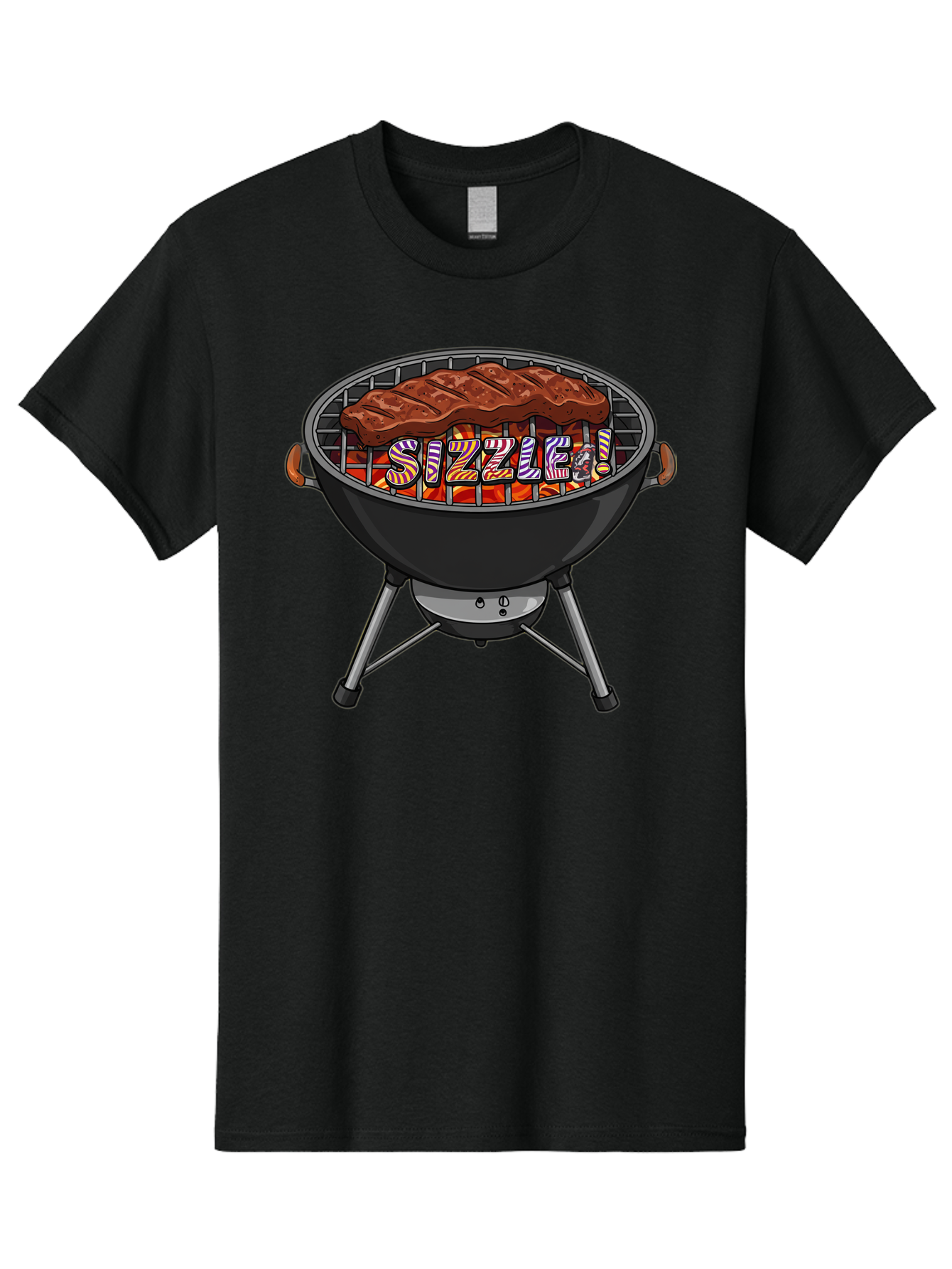 Steak-On-The-Grill Men'S Graphic Tee, 100% Cotton, Comfortable Casual Summer Wear, Machine Washable, Grilled Steak, Sizzling Grill, Barbecue Cooking, Outdoor Cooking, Grill Marks, Savory Steak, Hot Coals, Grilled Meat Bac453
