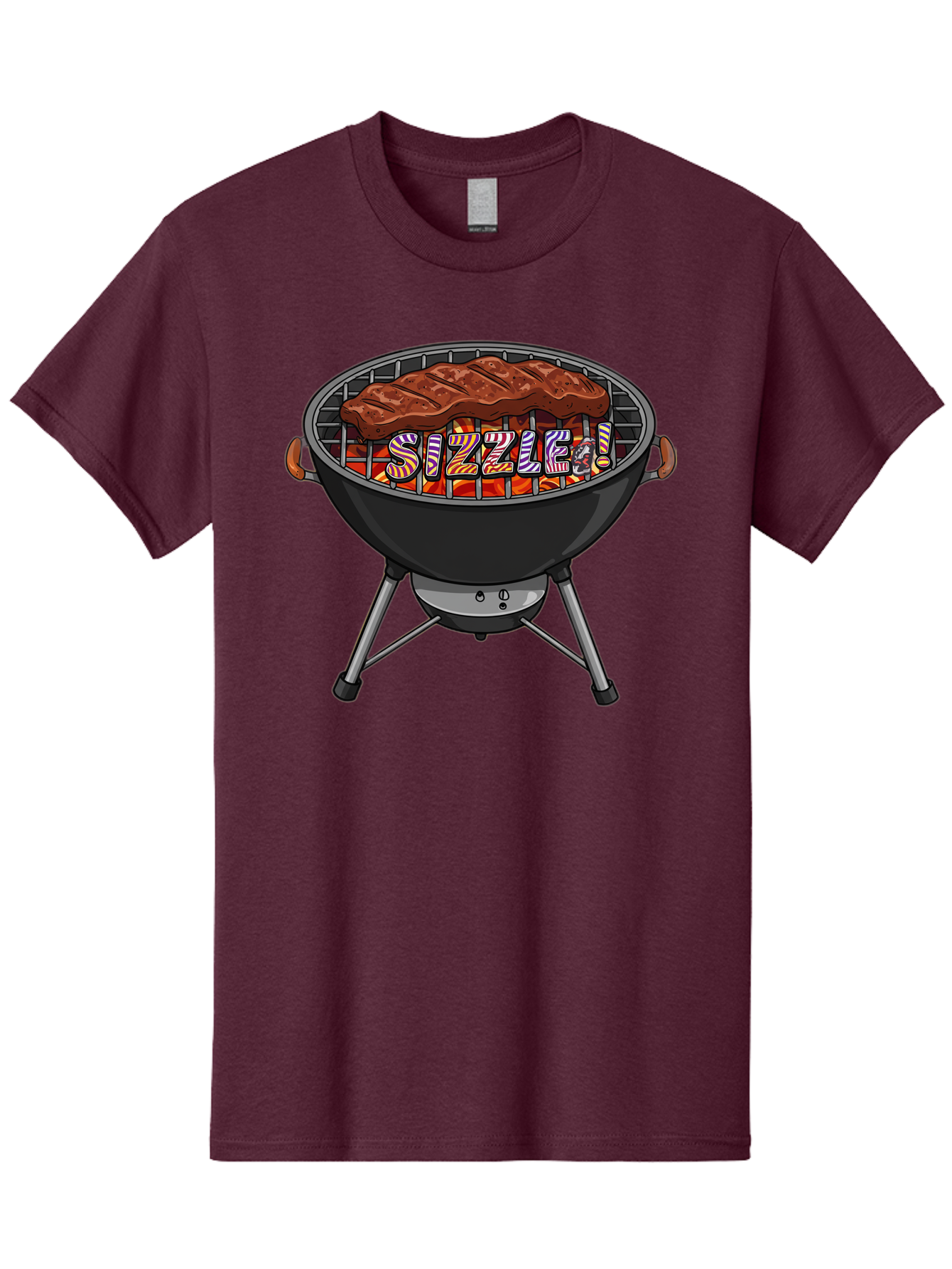 Steak-On-The-Grill Men'S Graphic Tee, 100% Cotton, Comfortable Casual Summer Wear, Machine Washable, Grilled Steak, Sizzling Grill, Barbecue Cooking, Outdoor Cooking, Grill Marks, Savory Steak, Hot Coals, Grilled Meat Bac453