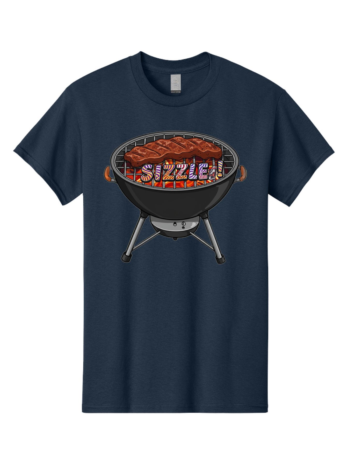Steak-On-The-Grill Men'S Graphic Tee, 100% Cotton, Comfortable Casual Summer Wear, Machine Washable, Grilled Steak, Sizzling Grill, Barbecue Cooking, Outdoor Cooking, Grill Marks, Savory Steak, Hot Coals, Grilled Meat Bac453