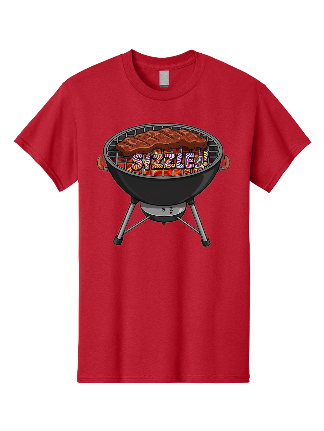 Steak-On-The-Grill Men'S Graphic Tee, 100% Cotton, Comfortable Casual Summer Wear, Machine Washable, Grilled Steak, Sizzling Grill, Barbecue Cooking, Outdoor Cooking, Grill Marks, Savory Steak, Hot Coals, Grilled Meat Bac453