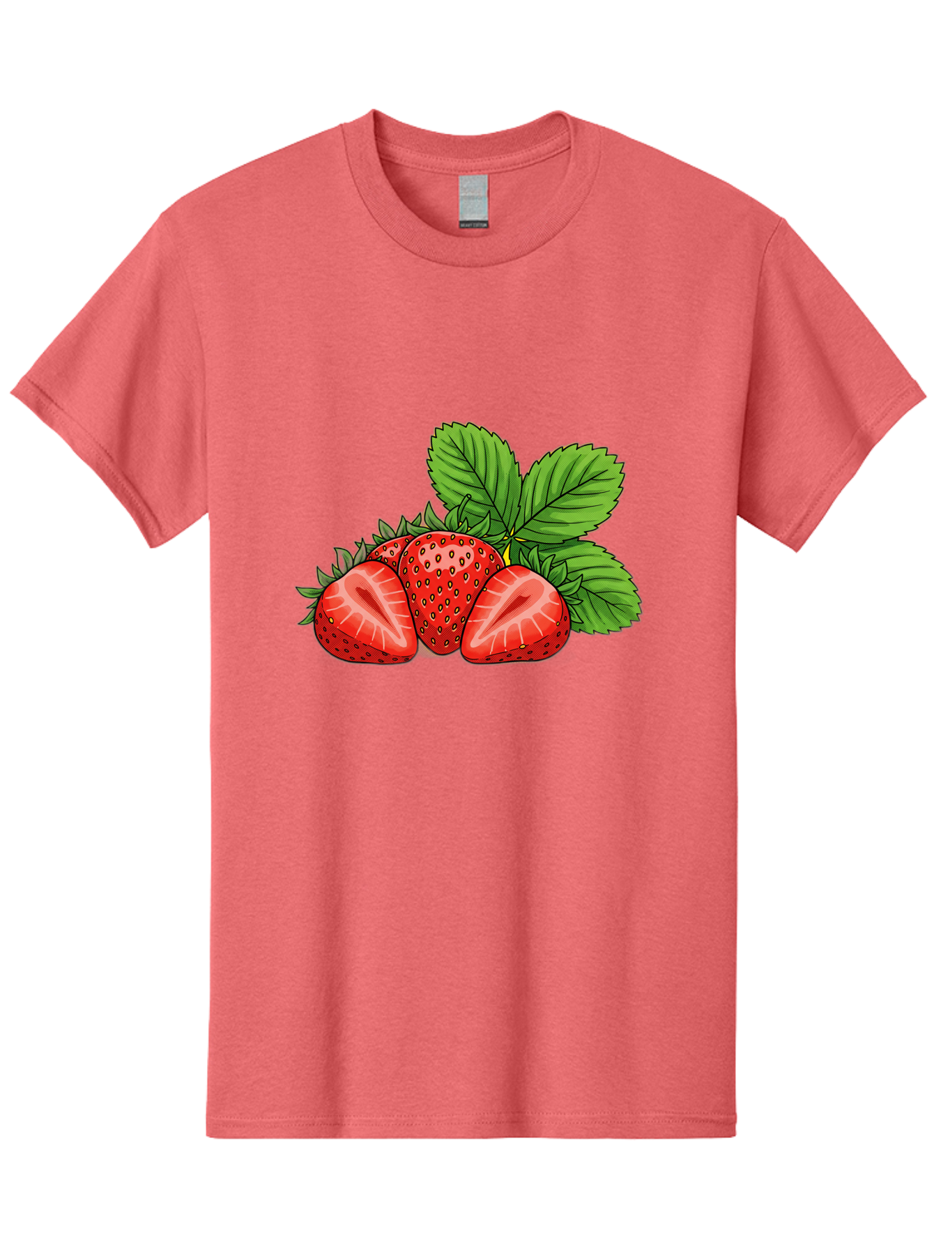Strawberries-2 Men'S Graphic Tee, 100% Cotton, Comfortable Casual Summer Wear, Machine Washable, Strawberries With Leaves, Fresh Fruit, Vibrant Red Color, Organic Produce, Healthy Snack, Summer Fruits, Sweet Strawberries, Ripe Strawberries Bac457