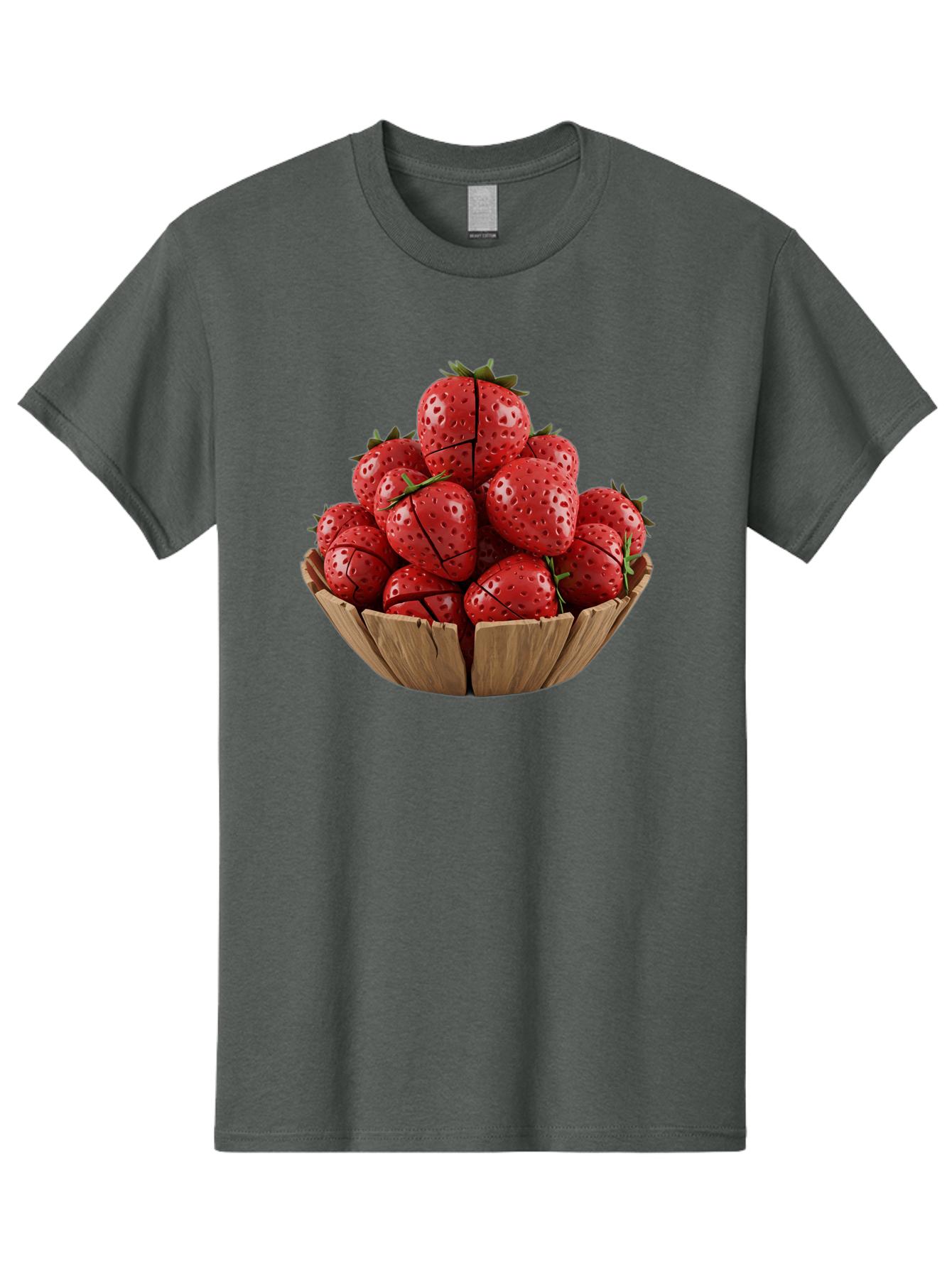 Strawberries-3 Men'S Graphic Tee, 100% Cotton, Comfortable Casual Summer Wear, Machine Washable, Fresh Strawberries, Ripe Fruit, Sweet Treats, Healthy Snack, Red Berries, Green Leaves, Eco-Friendly Packaging, Paper Bowl, Cut Strawberries, Bac458