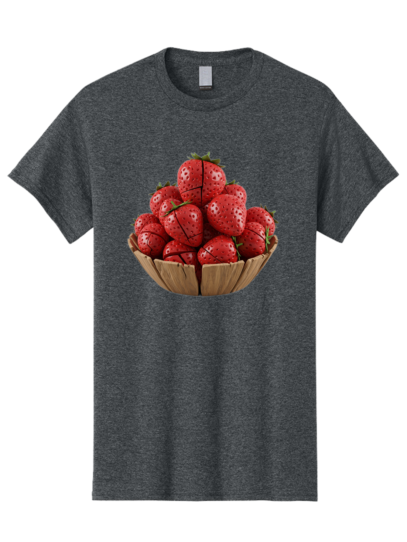Strawberries-3 Men'S Graphic Tee, 100% Cotton, Comfortable Casual Summer Wear, Machine Washable, Fresh Strawberries, Ripe Fruit, Sweet Treats, Healthy Snack, Red Berries, Green Leaves, Eco-Friendly Packaging, Paper Bowl, Cut Strawberries, Bac458