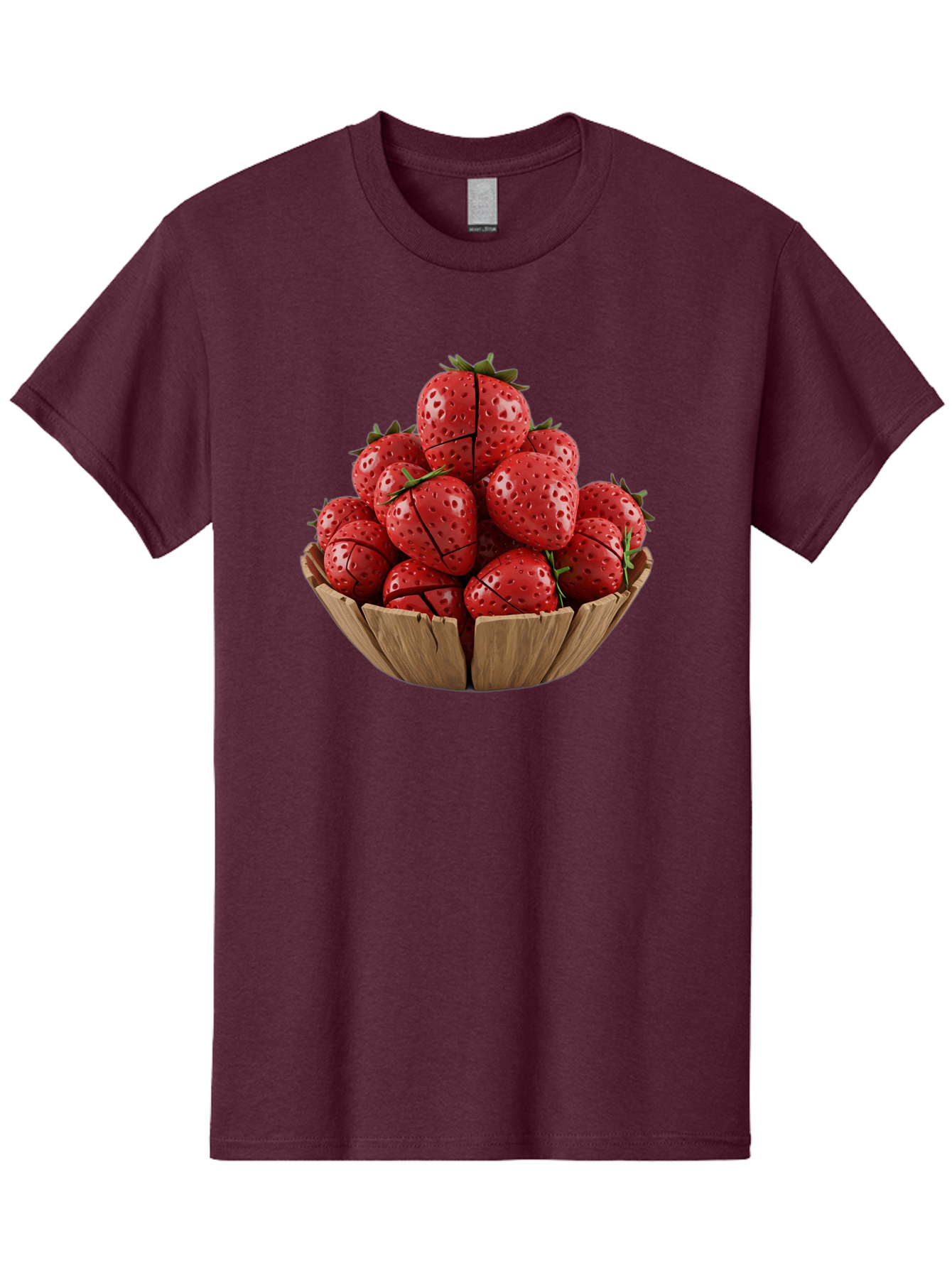 Strawberries-3 Men'S Graphic Tee, 100% Cotton, Comfortable Casual Summer Wear, Machine Washable, Fresh Strawberries, Ripe Fruit, Sweet Treats, Healthy Snack, Red Berries, Green Leaves, Eco-Friendly Packaging, Paper Bowl, Cut Strawberries, Bac458