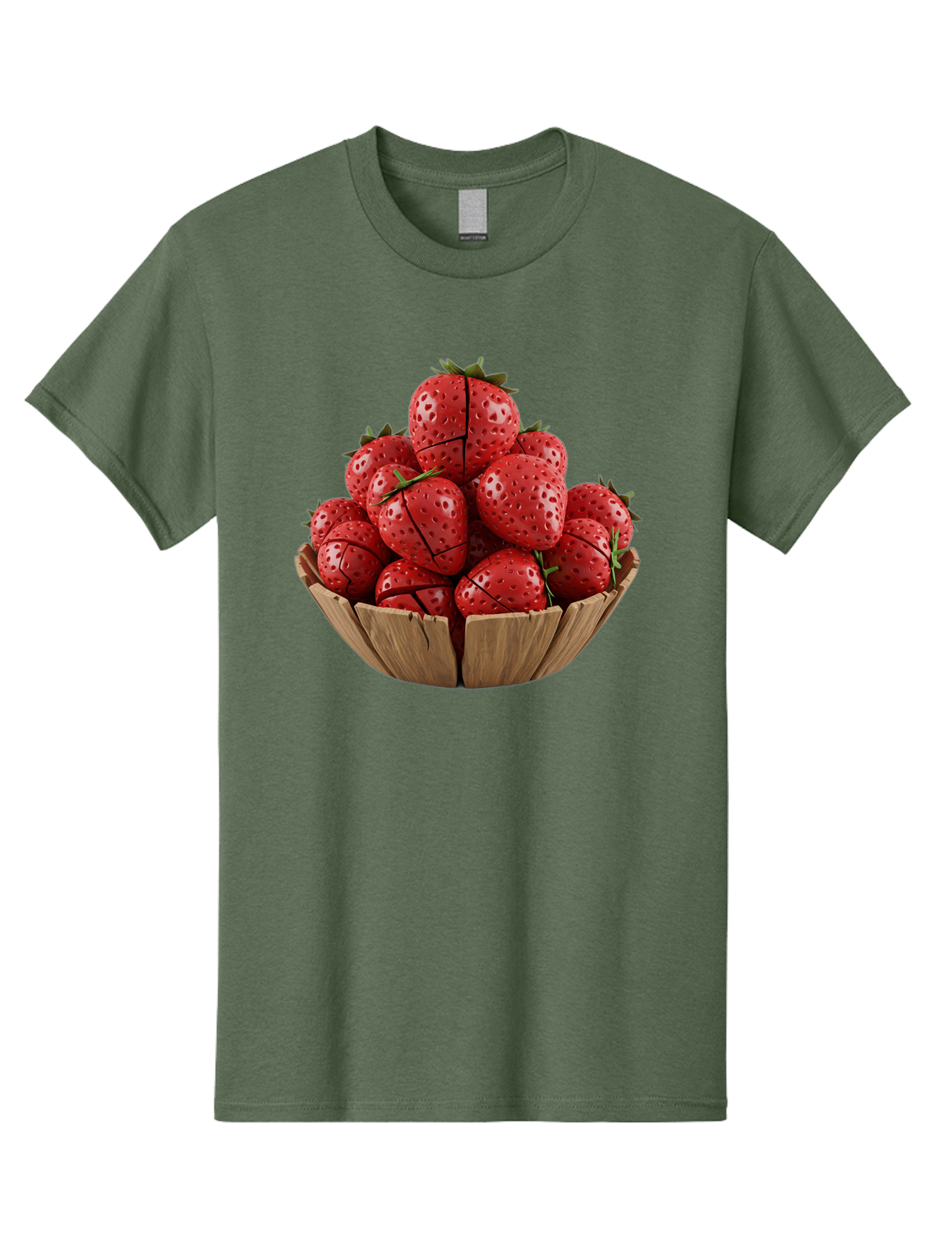 Strawberries-3 Men'S Graphic Tee, 100% Cotton, Comfortable Casual Summer Wear, Machine Washable, Fresh Strawberries, Ripe Fruit, Sweet Treats, Healthy Snack, Red Berries, Green Leaves, Eco-Friendly Packaging, Paper Bowl, Cut Strawberries, Bac458
