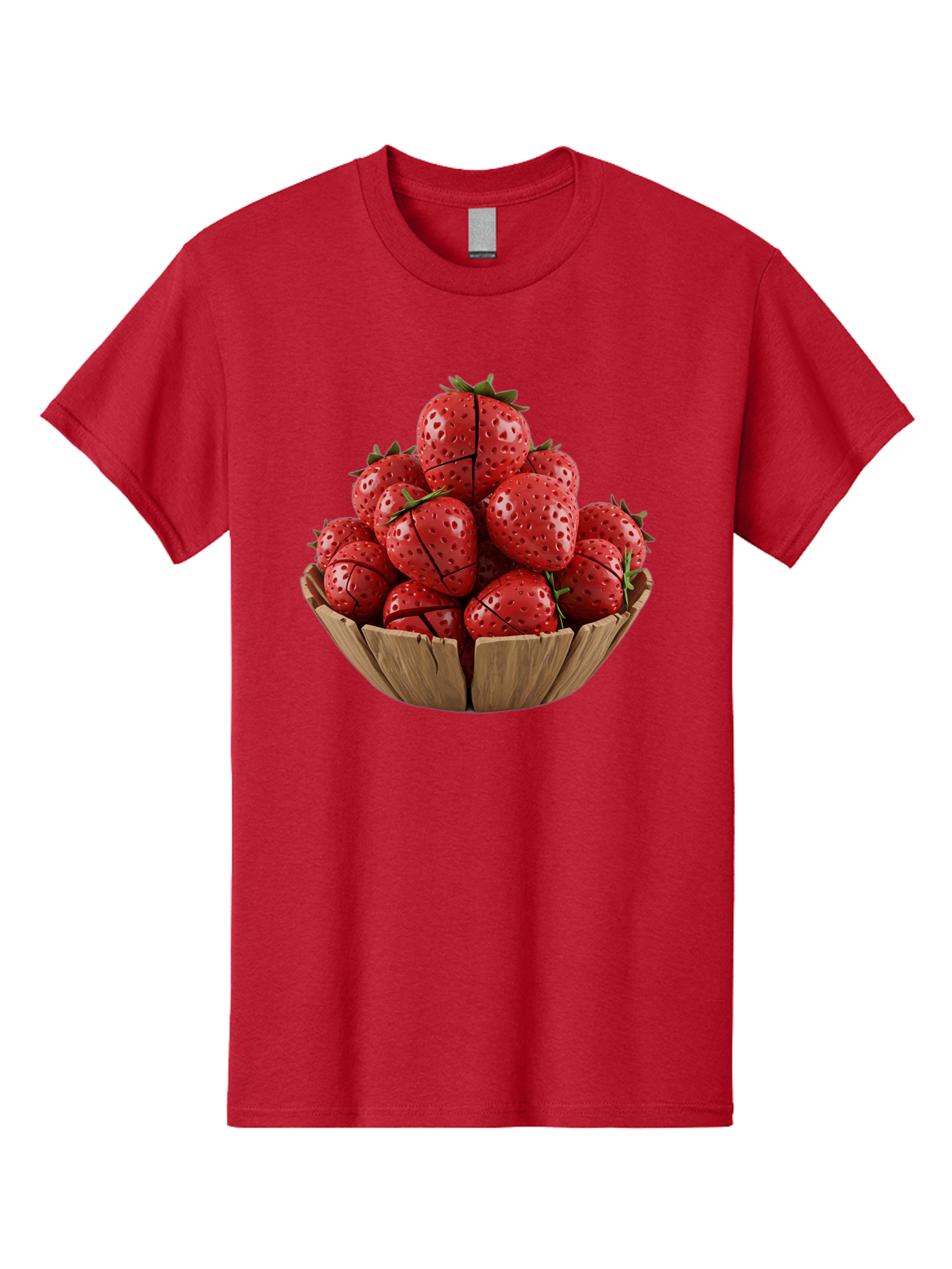 Strawberries-3 Men'S Graphic Tee, 100% Cotton, Comfortable Casual Summer Wear, Machine Washable, Fresh Strawberries, Ripe Fruit, Sweet Treats, Healthy Snack, Red Berries, Green Leaves, Eco-Friendly Packaging, Paper Bowl, Cut Strawberries, Bac458