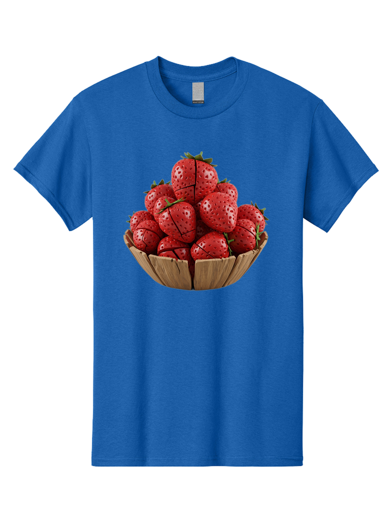 Strawberries-3 Men'S Graphic Tee, 100% Cotton, Comfortable Casual Summer Wear, Machine Washable, Fresh Strawberries, Ripe Fruit, Sweet Treats, Healthy Snack, Red Berries, Green Leaves, Eco-Friendly Packaging, Paper Bowl, Cut Strawberries, Bac458