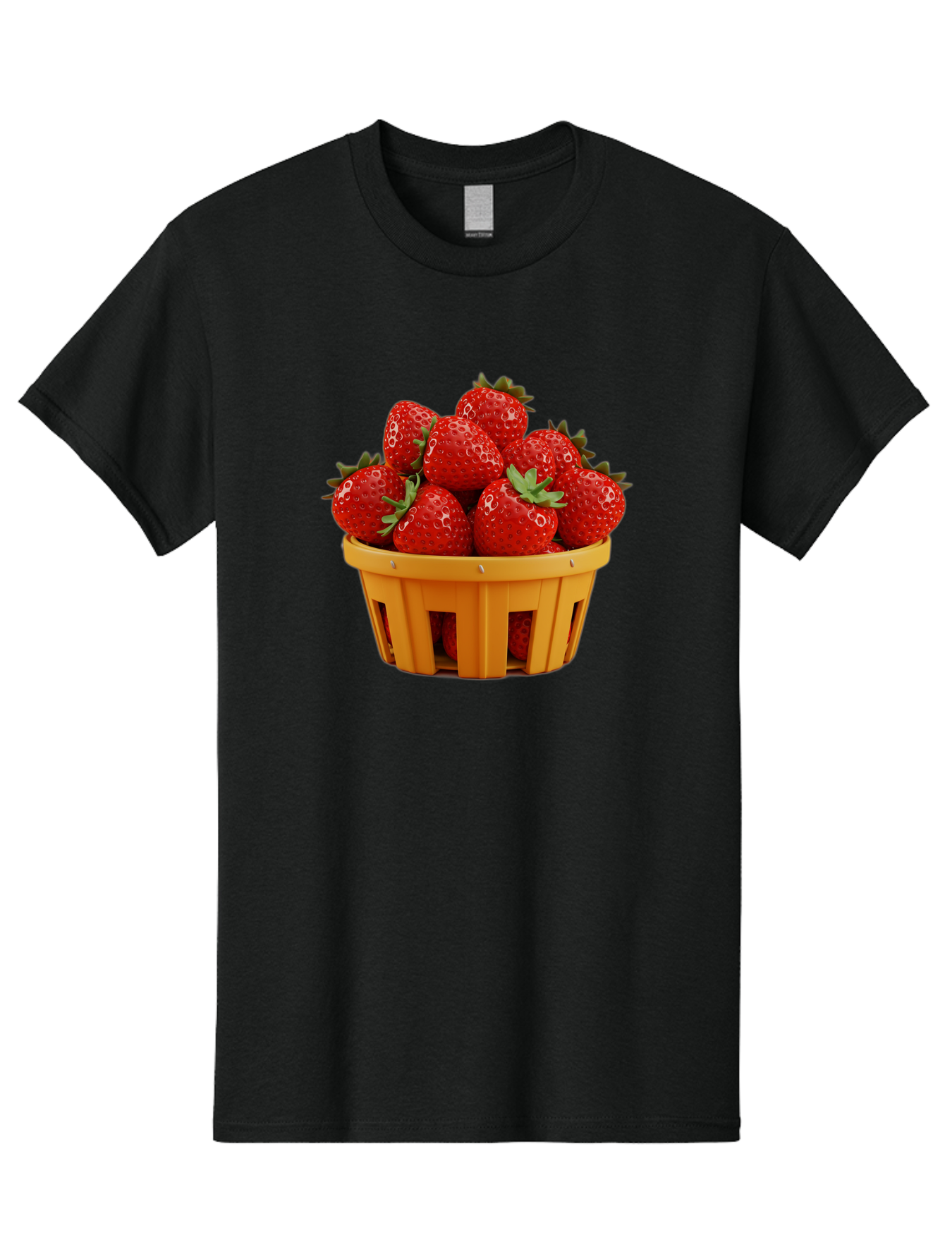 Strawberries-In-A-Yellow-Basket Men'S Graphic Tee, 100% Cotton, Comfortable Casual Summer Wear, Machine Washable, Basket Of Strawberries, Fresh Strawberries, Ripe Strawberries, Summer Fruits, Healthy Snack, Vibrant Red Strawberries, Bac459