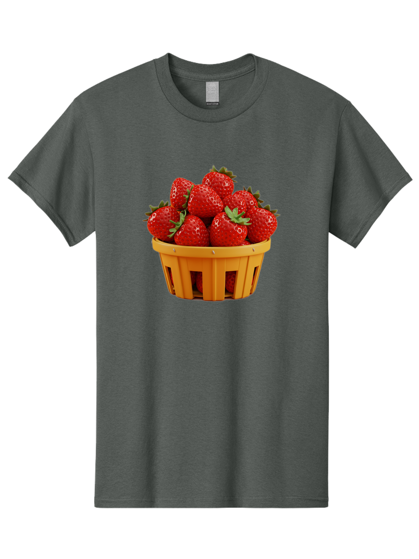 Strawberries-In-A-Yellow-Basket Men'S Graphic Tee, 100% Cotton, Comfortable Casual Summer Wear, Machine Washable, Basket Of Strawberries, Fresh Strawberries, Ripe Strawberries, Summer Fruits, Healthy Snack, Vibrant Red Strawberries, Bac459