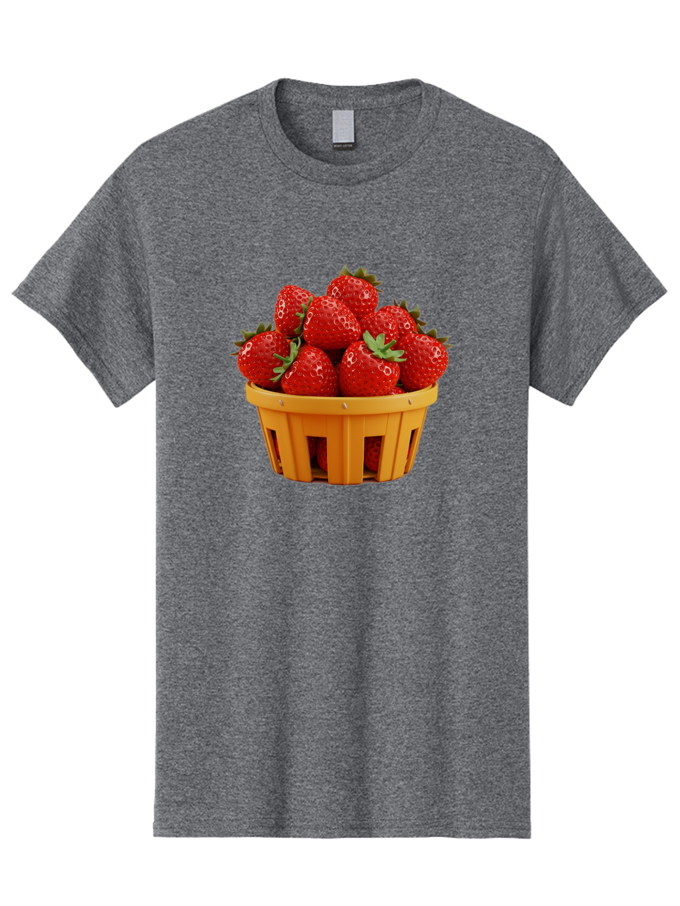Strawberries-In-A-Yellow-Basket Men'S Graphic Tee, 100% Cotton, Comfortable Casual Summer Wear, Machine Washable, Basket Of Strawberries, Fresh Strawberries, Ripe Strawberries, Summer Fruits, Healthy Snack, Vibrant Red Strawberries, Bac459