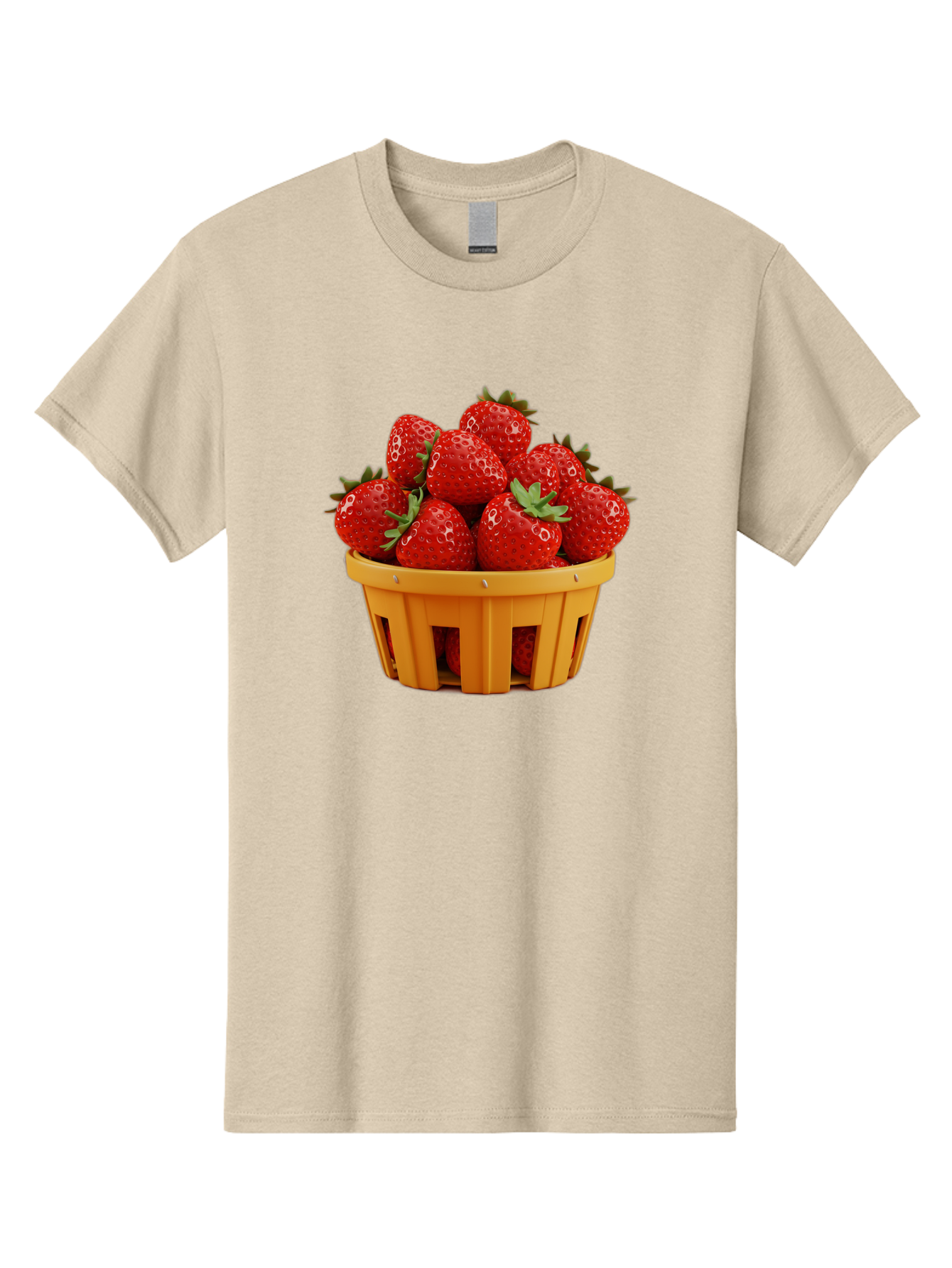 Strawberries-In-A-Yellow-Basket Men'S Graphic Tee, 100% Cotton, Comfortable Casual Summer Wear, Machine Washable, Basket Of Strawberries, Fresh Strawberries, Ripe Strawberries, Summer Fruits, Healthy Snack, Vibrant Red Strawberries, Bac459