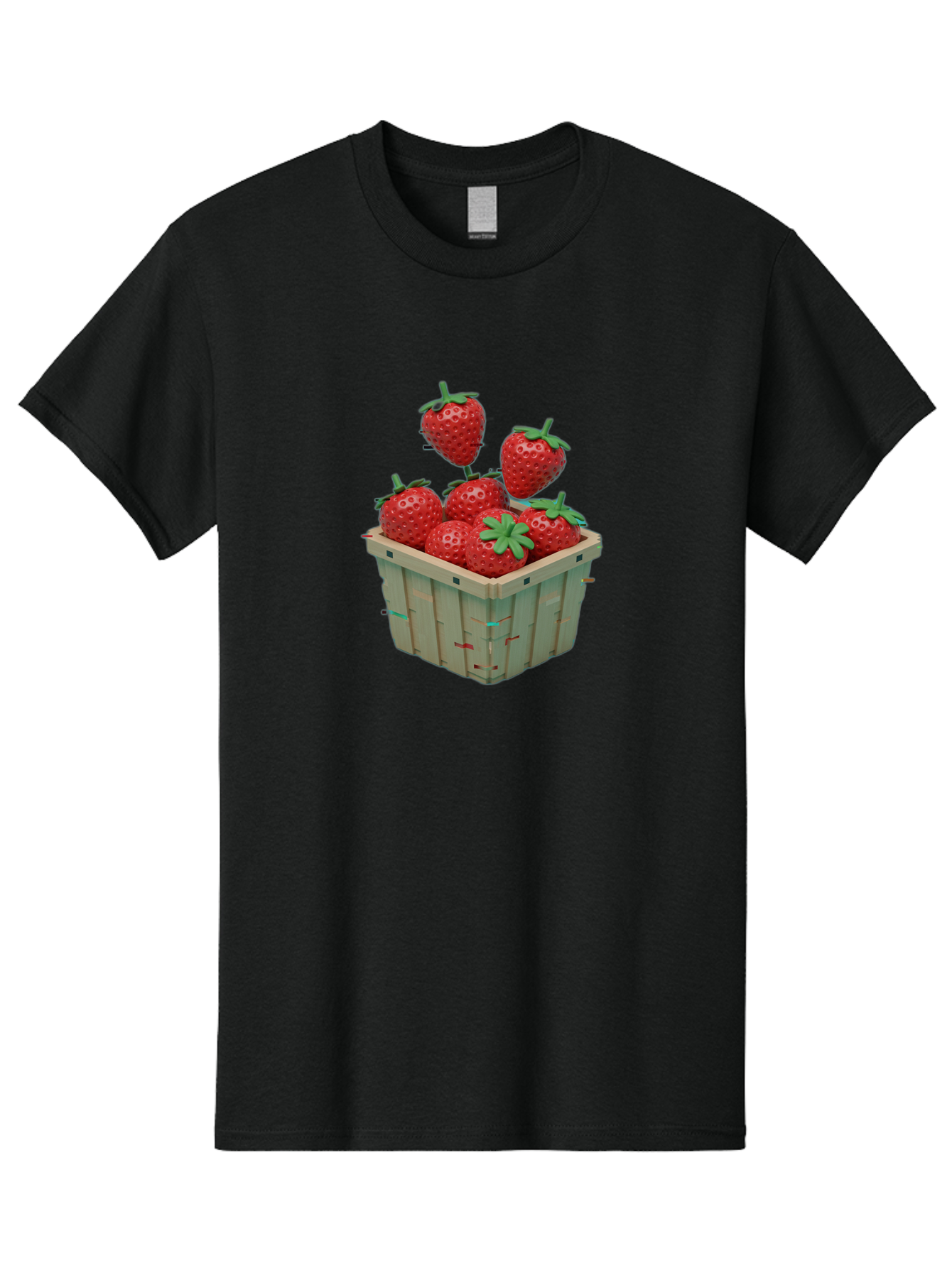 Strawberries-In-Basket Men'S Graphic Tee, 100% Cotton, Comfortable Casual Summer Wear, Machine Washable, Strawberries In Wooden Basket, Fresh Strawberries, Ripe Fruits, Healthy Snack, Basket Full Of Strawberries, Sweet Treats, Summer Fruits Bac460