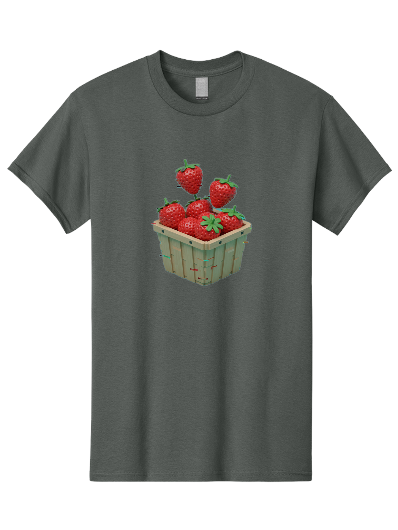 Strawberries-In-Basket Men'S Graphic Tee, 100% Cotton, Comfortable Casual Summer Wear, Machine Washable, Strawberries In Wooden Basket, Fresh Strawberries, Ripe Fruits, Healthy Snack, Basket Full Of Strawberries, Sweet Treats, Summer Fruits Bac460