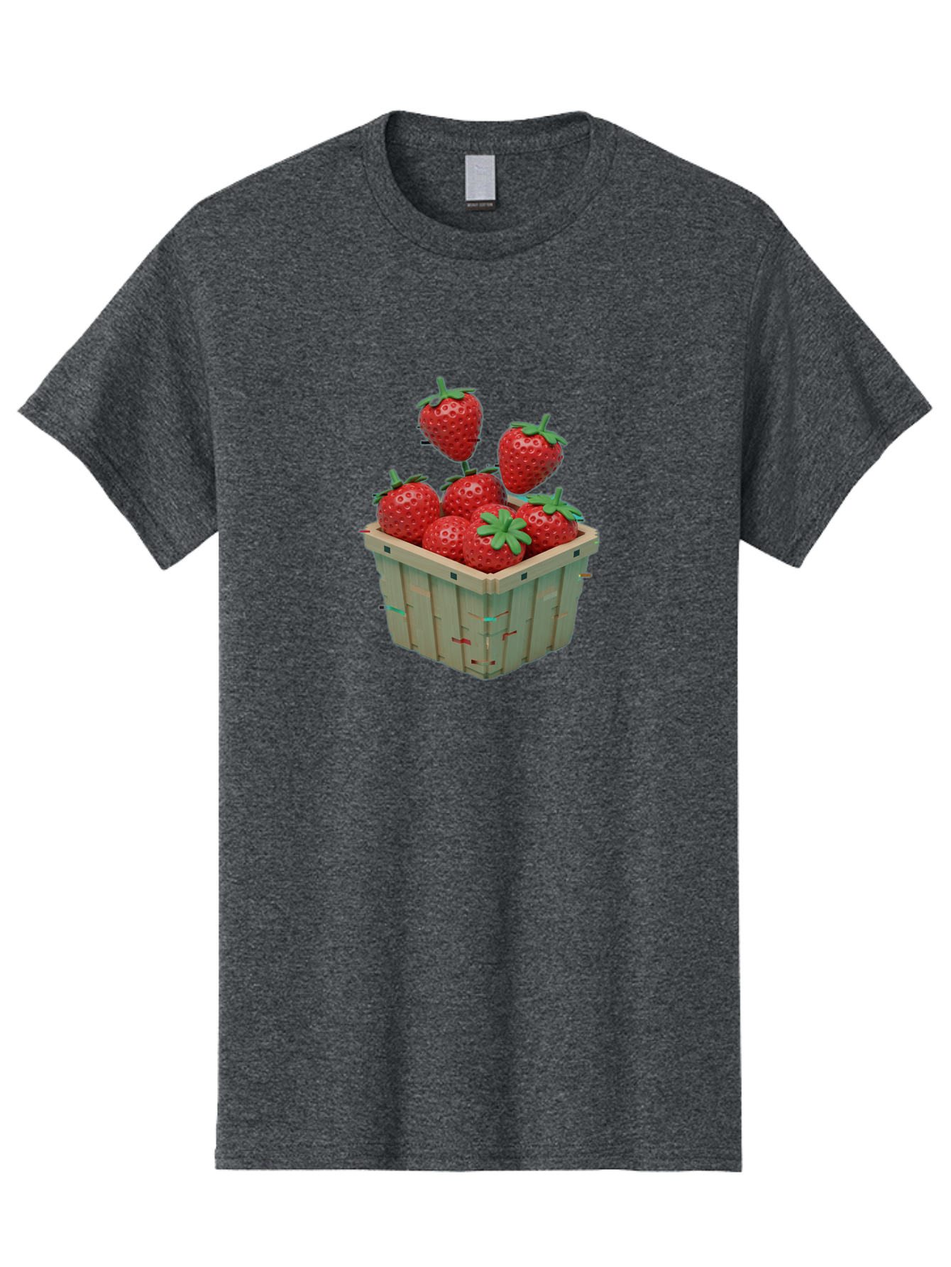 Strawberries-In-Basket Men'S Graphic Tee, 100% Cotton, Comfortable Casual Summer Wear, Machine Washable, Strawberries In Wooden Basket, Fresh Strawberries, Ripe Fruits, Healthy Snack, Basket Full Of Strawberries, Sweet Treats, Summer Fruits Bac460