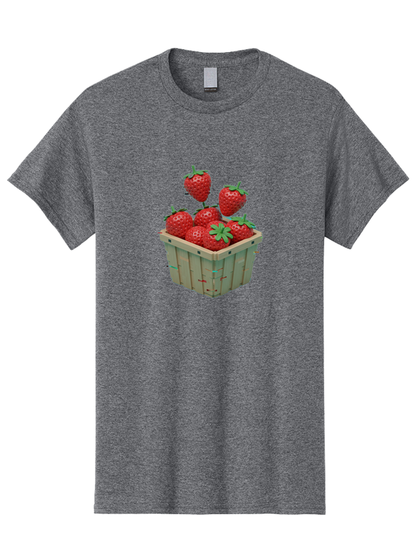 Strawberries-In-Basket Men'S Graphic Tee, 100% Cotton, Comfortable Casual Summer Wear, Machine Washable, Strawberries In Wooden Basket, Fresh Strawberries, Ripe Fruits, Healthy Snack, Basket Full Of Strawberries, Sweet Treats, Summer Fruits Bac460