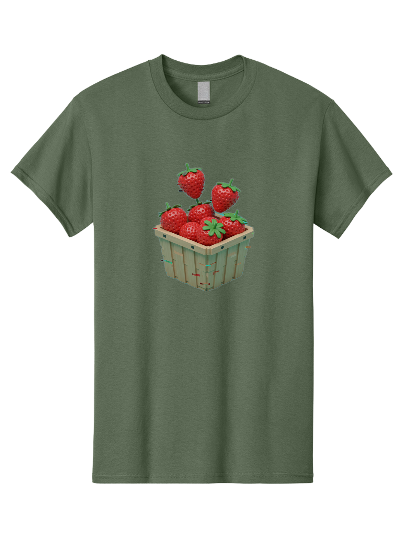 Strawberries-In-Basket Men'S Graphic Tee, 100% Cotton, Comfortable Casual Summer Wear, Machine Washable, Strawberries In Wooden Basket, Fresh Strawberries, Ripe Fruits, Healthy Snack, Basket Full Of Strawberries, Sweet Treats, Summer Fruits Bac460