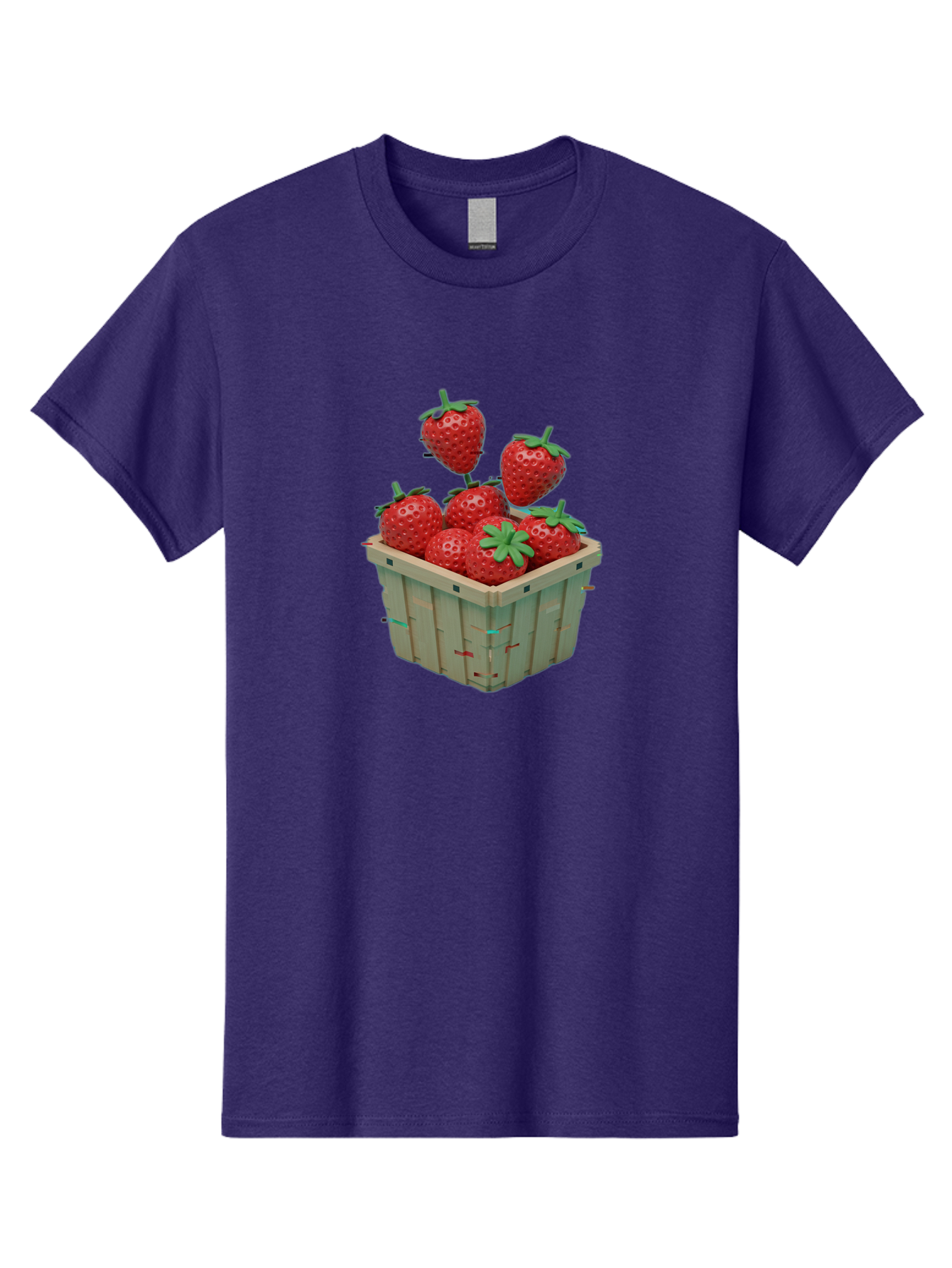Strawberries-In-Basket Men'S Graphic Tee, 100% Cotton, Comfortable Casual Summer Wear, Machine Washable, Strawberries In Wooden Basket, Fresh Strawberries, Ripe Fruits, Healthy Snack, Basket Full Of Strawberries, Sweet Treats, Summer Fruits Bac460