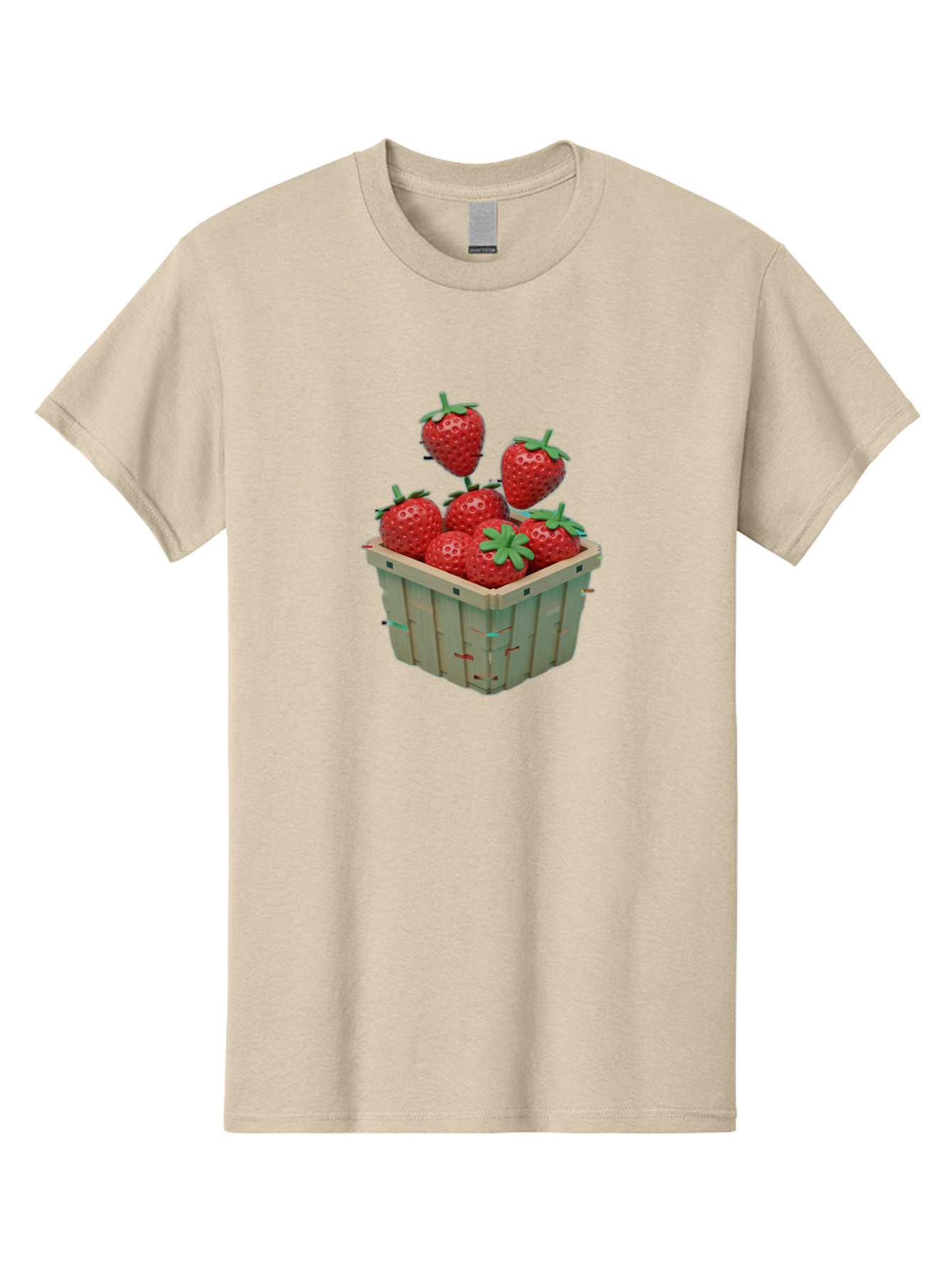 Strawberries-In-Basket Men'S Graphic Tee, 100% Cotton, Comfortable Casual Summer Wear, Machine Washable, Strawberries In Wooden Basket, Fresh Strawberries, Ripe Fruits, Healthy Snack, Basket Full Of Strawberries, Sweet Treats, Summer Fruits Bac460
