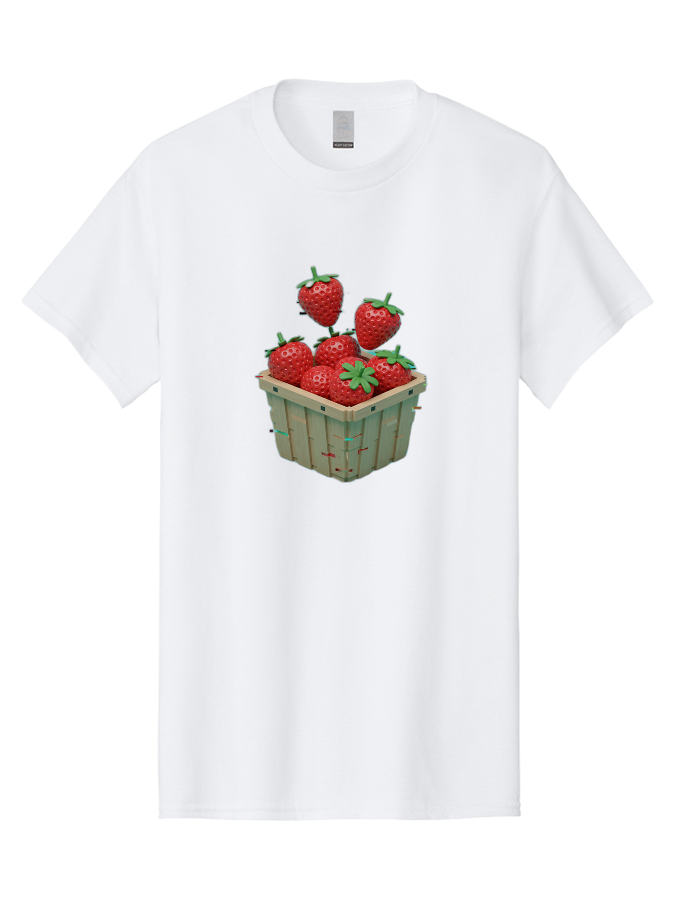 Strawberries-In-Basket Men'S Graphic Tee, 100% Cotton, Comfortable Casual Summer Wear, Machine Washable, Strawberries In Wooden Basket, Fresh Strawberries, Ripe Fruits, Healthy Snack, Basket Full Of Strawberries, Sweet Treats, Summer Fruits Bac460