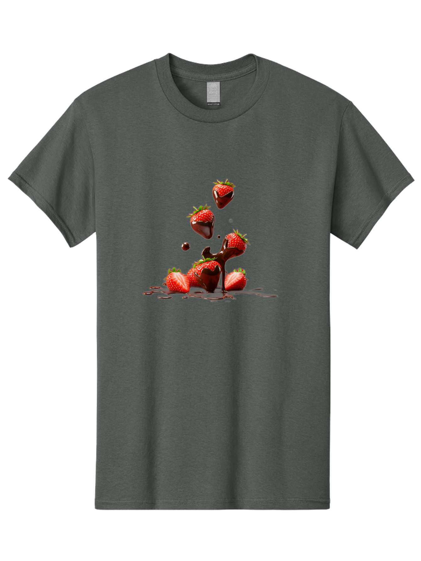 Strawberries-With-Chocolate Men'S Graphic Tee, 100% Cotton, Comfortable Casual Summer Wear, Machine Washable, Strawberries, Chocolate Sauce, Fresh Fruit, Dessert, Sweet Treats, Indulgent Delights, Ripe Strawberries, Chocolatey Goodness, Bac461
