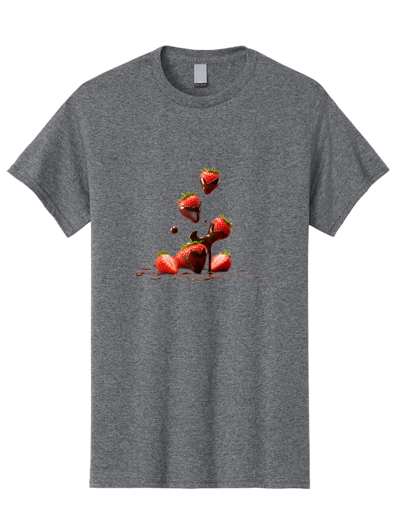Strawberries-With-Chocolate Men'S Graphic Tee, 100% Cotton, Comfortable Casual Summer Wear, Machine Washable, Strawberries, Chocolate Sauce, Fresh Fruit, Dessert, Sweet Treats, Indulgent Delights, Ripe Strawberries, Chocolatey Goodness, Bac461