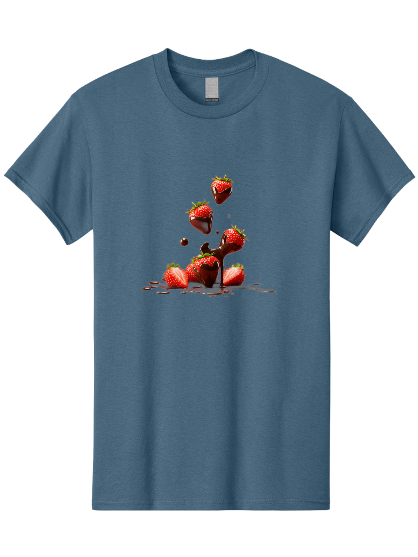 Strawberries-With-Chocolate Men'S Graphic Tee, 100% Cotton, Comfortable Casual Summer Wear, Machine Washable, Strawberries, Chocolate Sauce, Fresh Fruit, Dessert, Sweet Treats, Indulgent Delights, Ripe Strawberries, Chocolatey Goodness, Bac461